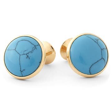 Turquoise Gemstone Gold-Tone Cufflinks
