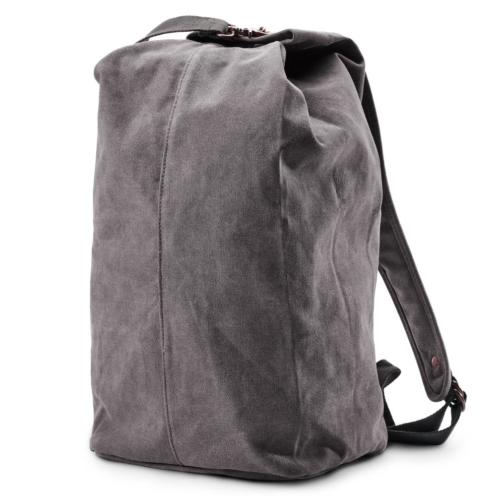 hover: Grey Vintage-Style Canvas Backpack hover: Grey Vintage-Style Canvas Backpack