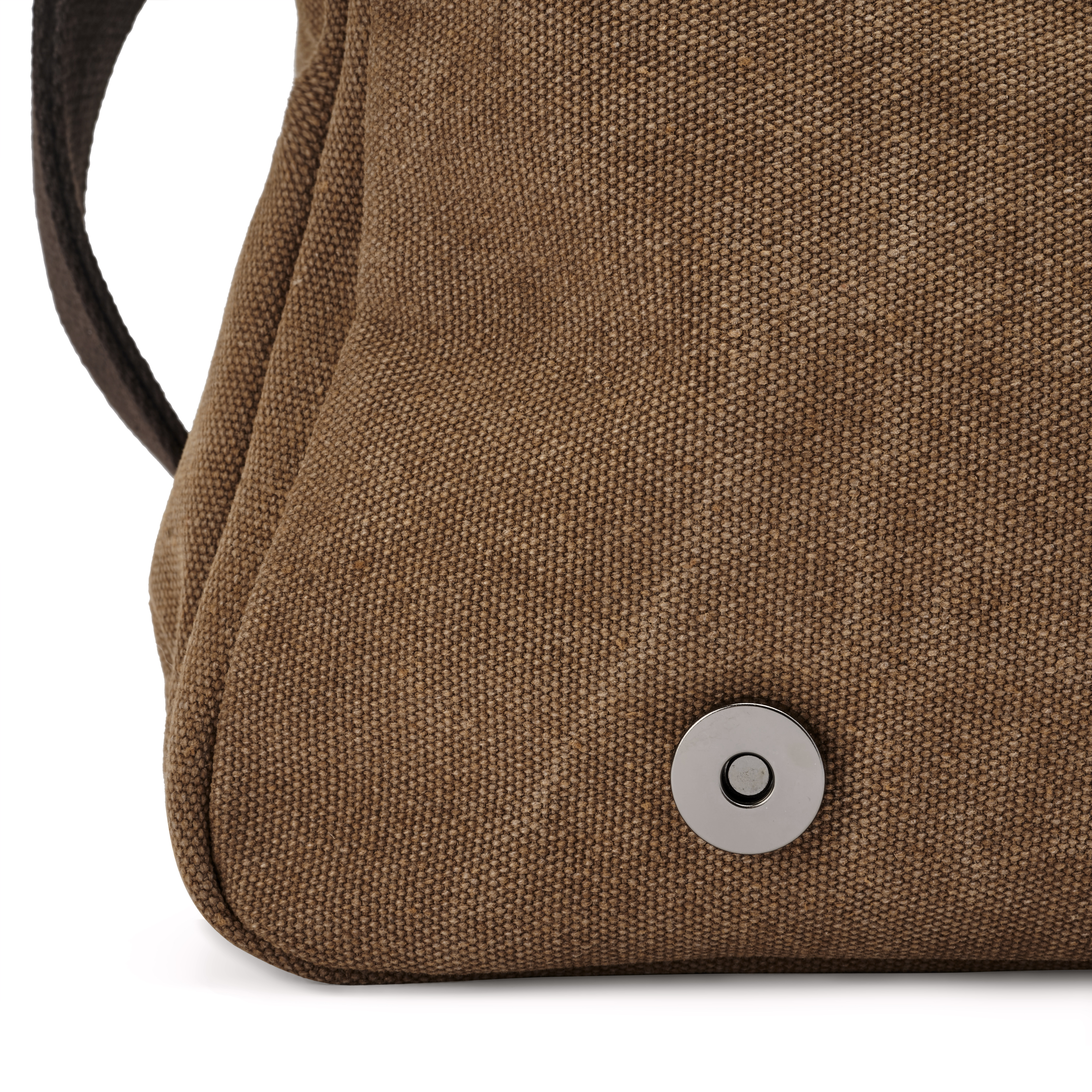 Torba listonoszka vintage z karmelowego płótna i brązowej skóry - 10