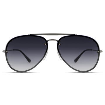 Occasus | Donkergrijze Aviator Zonnebril met Kleurverloop Occasus | Donkergrijze Aviator Zonnebril met Kleurverloop