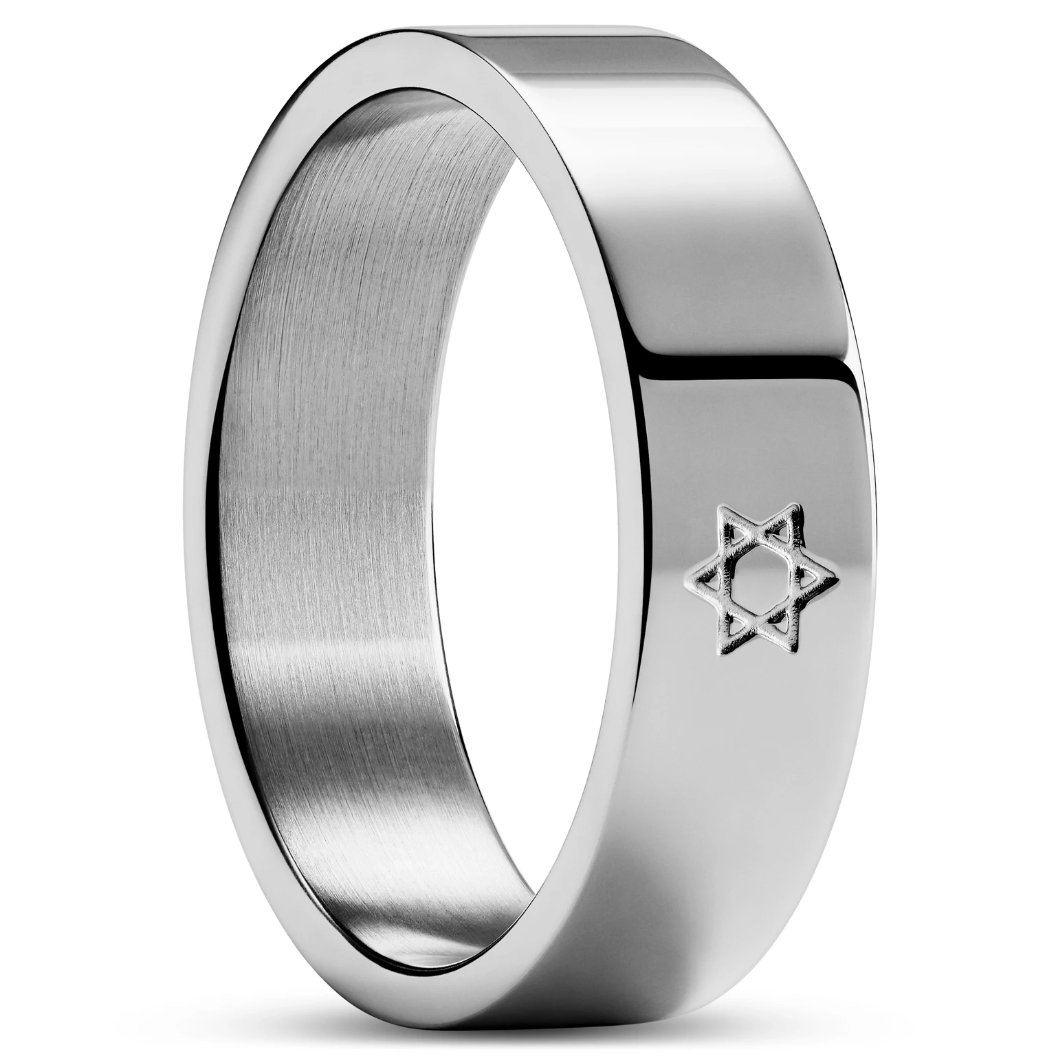 Unity | Anillo con la estrella de David plateado de 6 mm Unity | Anillo con la estrella de David plateado de 6 mm