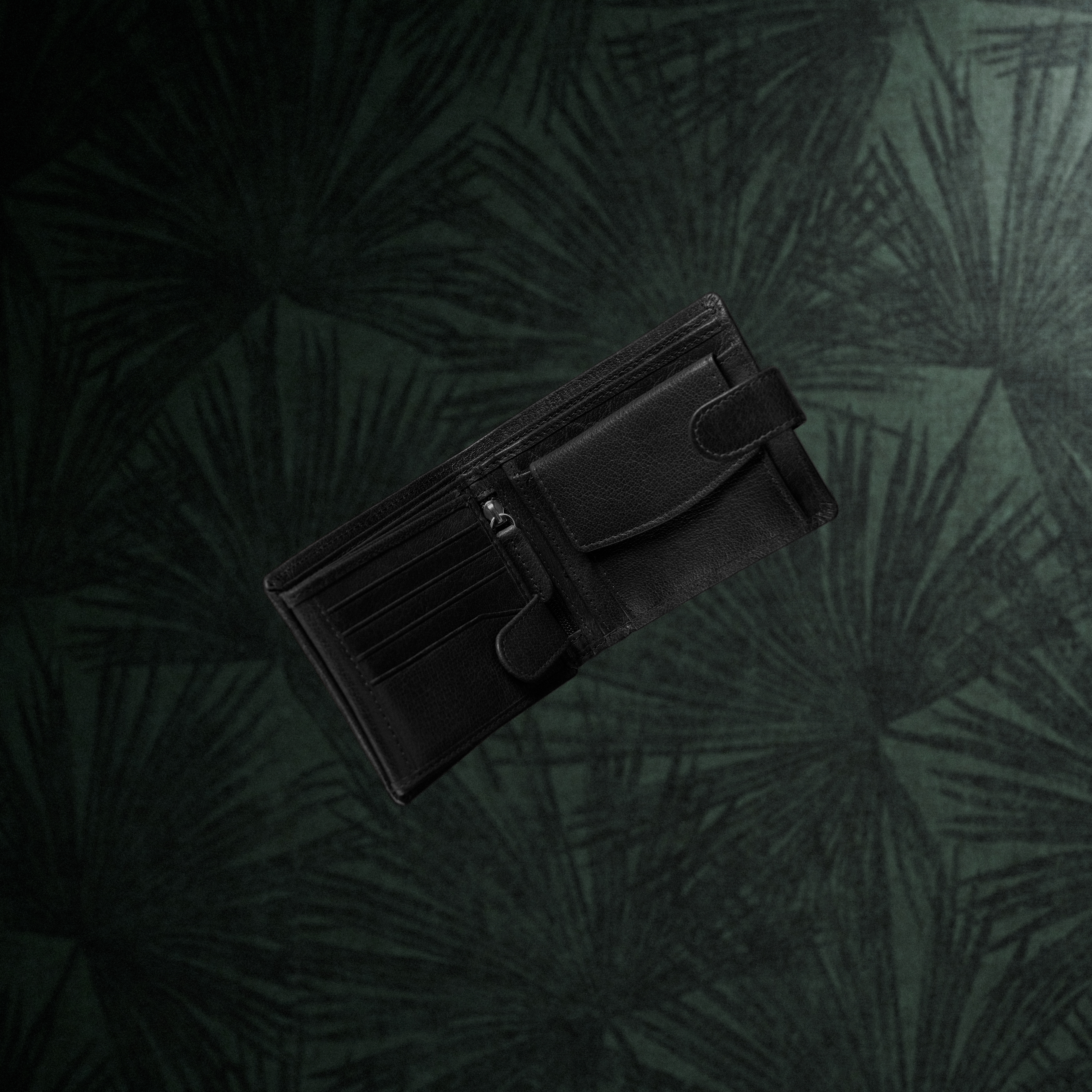 Black Ergonomic California Leather Wallet - 5