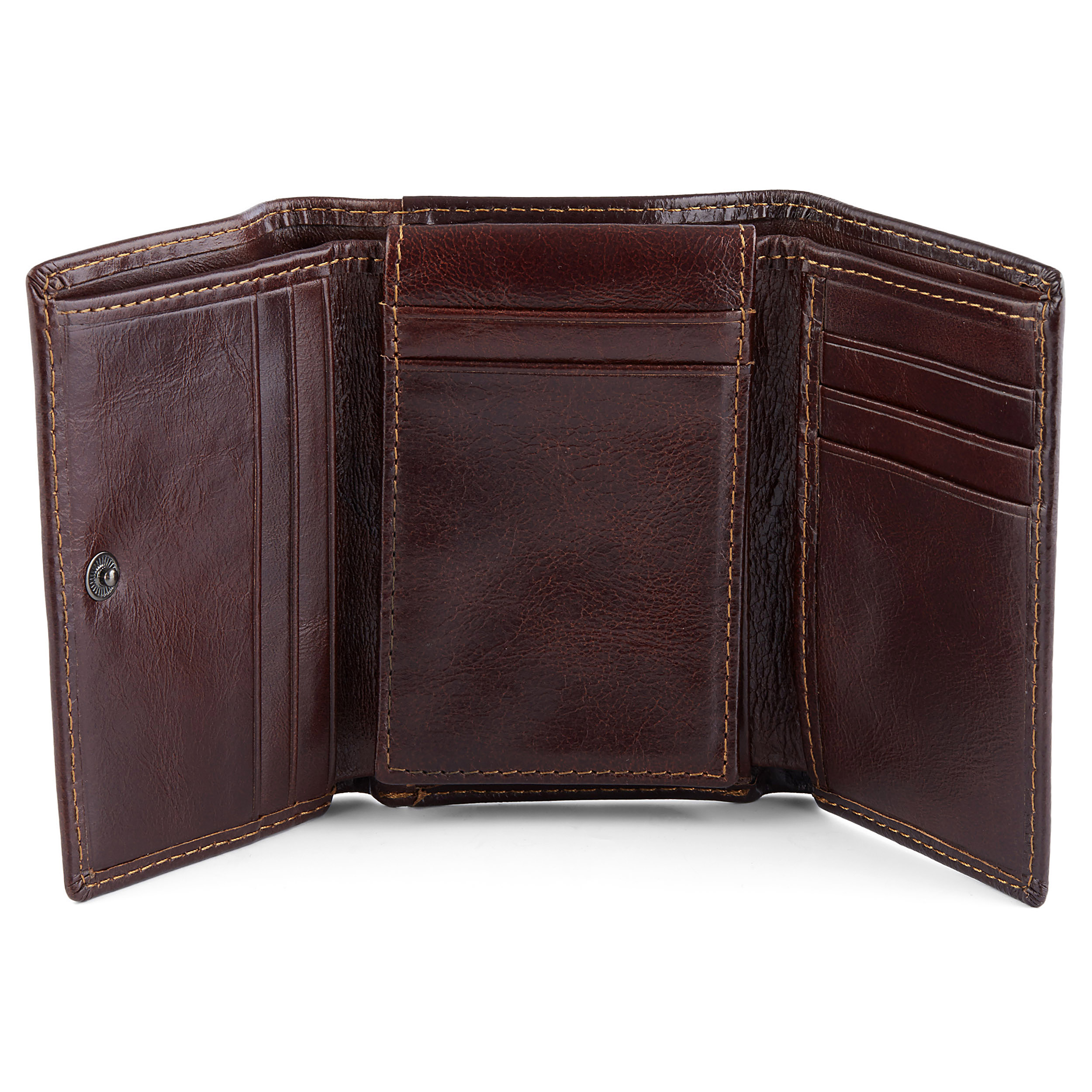 Cartera de piel tríptica intemporal marrón - 2