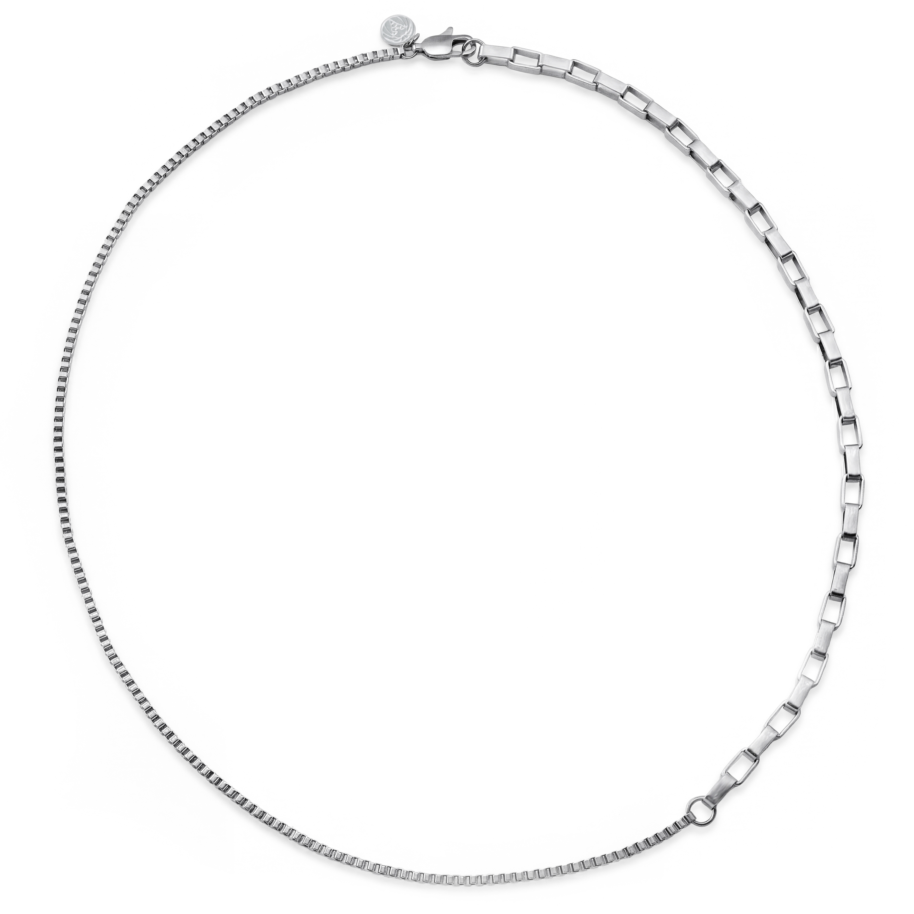 New Classics | Ezüst tónusú rozsdamentes acél dupla láncszemes téglalap és négyzetes box lánc nyaklánc 4 mm - 3