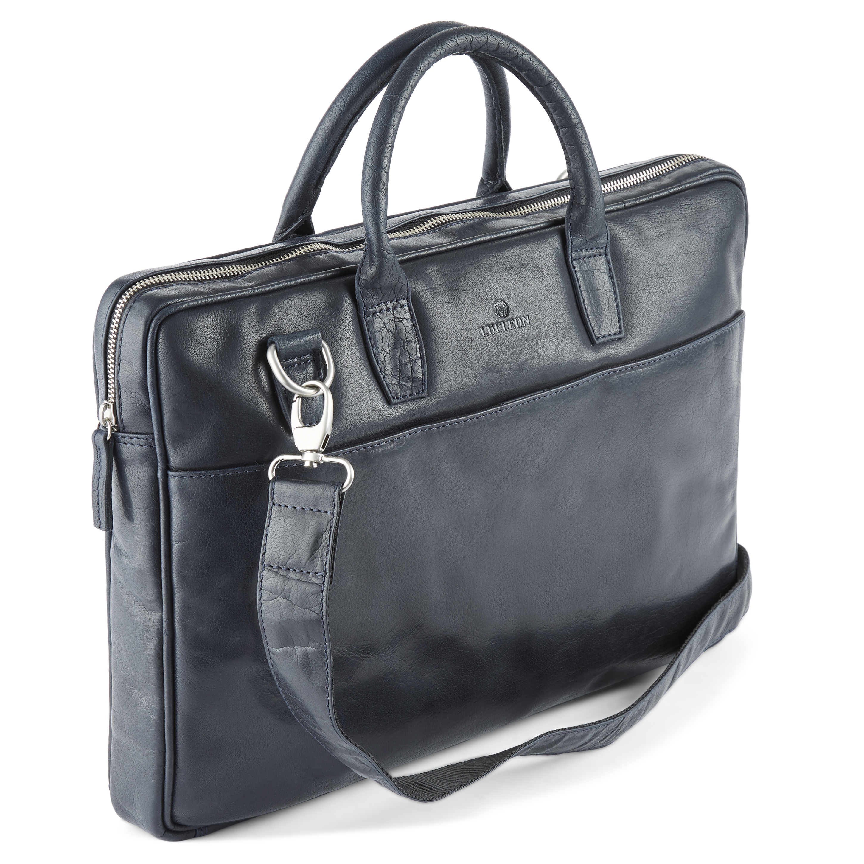 Bolso para portátil de 15" fino de cuero azul marino Montreal - 7