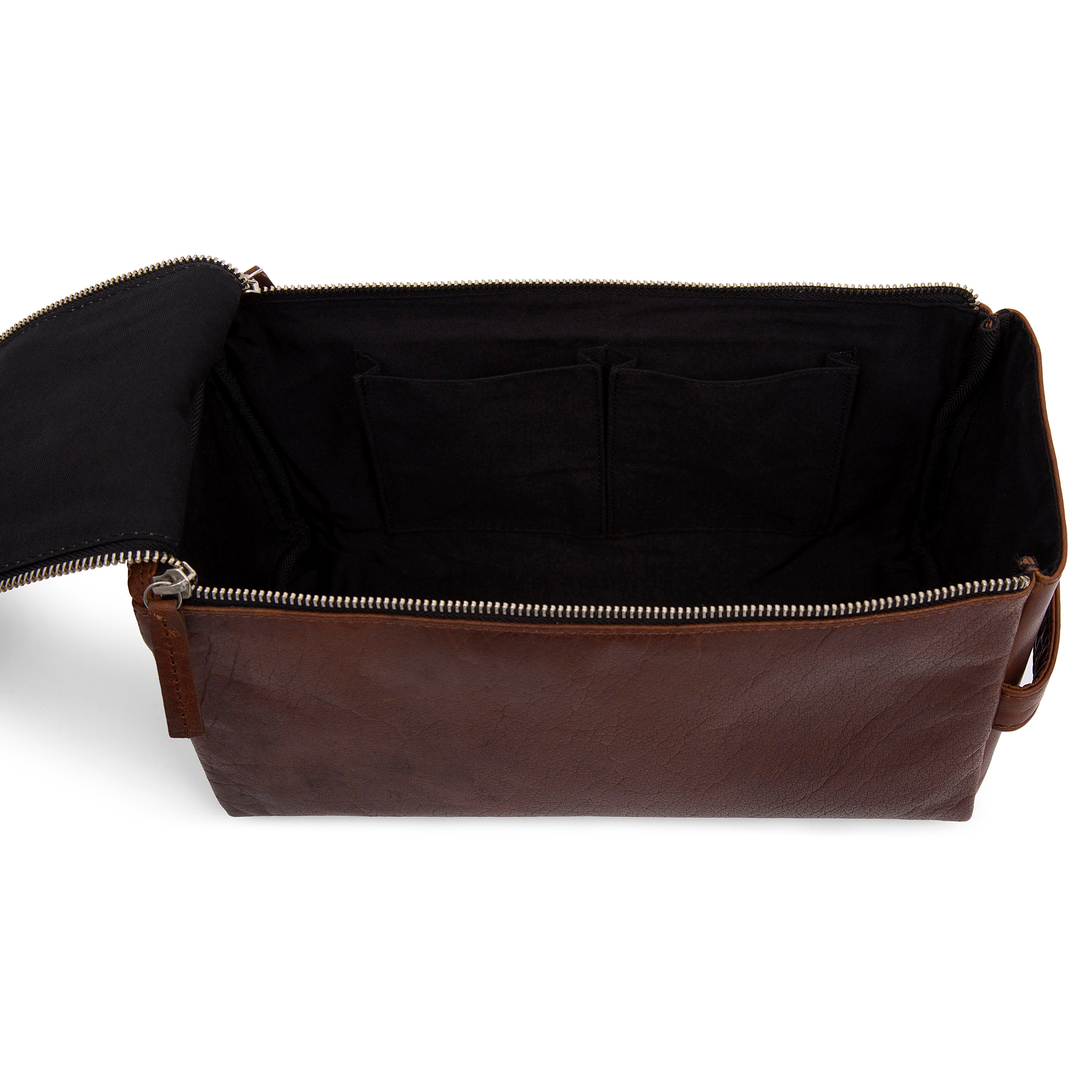 Montreal XL Tan Leather Wash Bag - 5