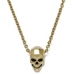 Gold-Tone & Black Skull Cable Chain Necklace