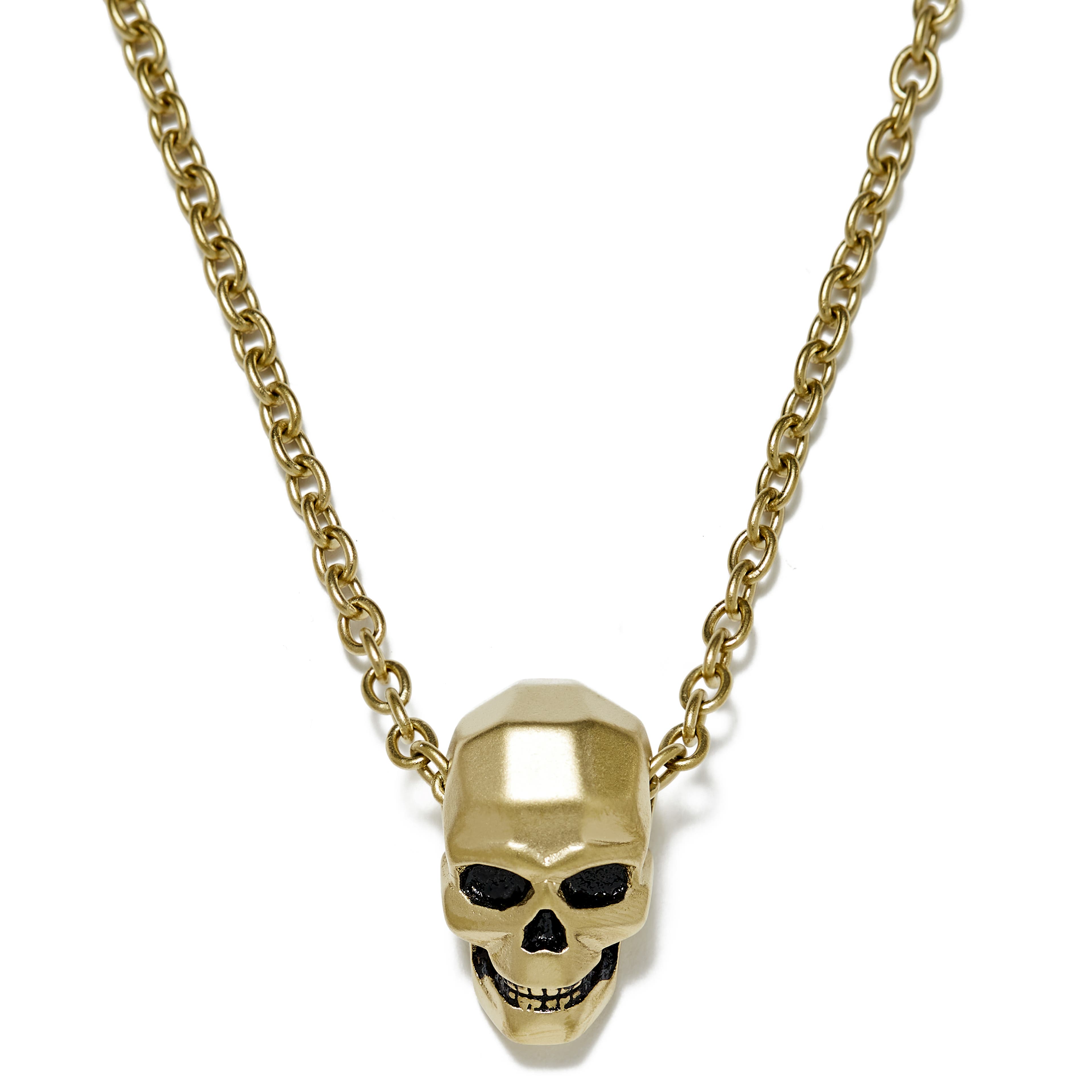 Ocelový náhrdelník Jax s lebkou zlaté barvy