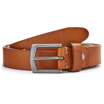 Slim Rusty Brown Leather Rawhide Belt