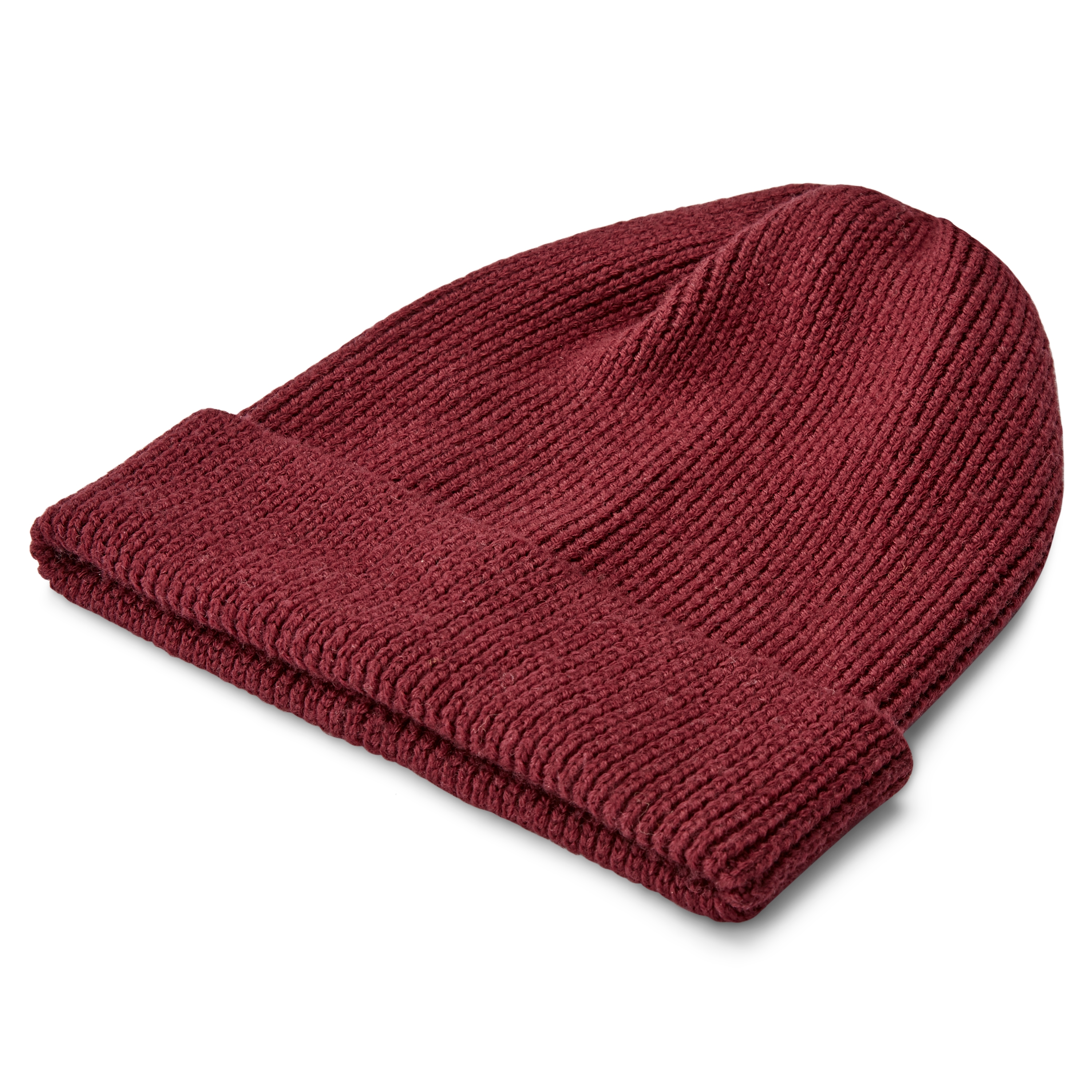 Wine Red Merino Wool Chunky Knitted Beanie - 3