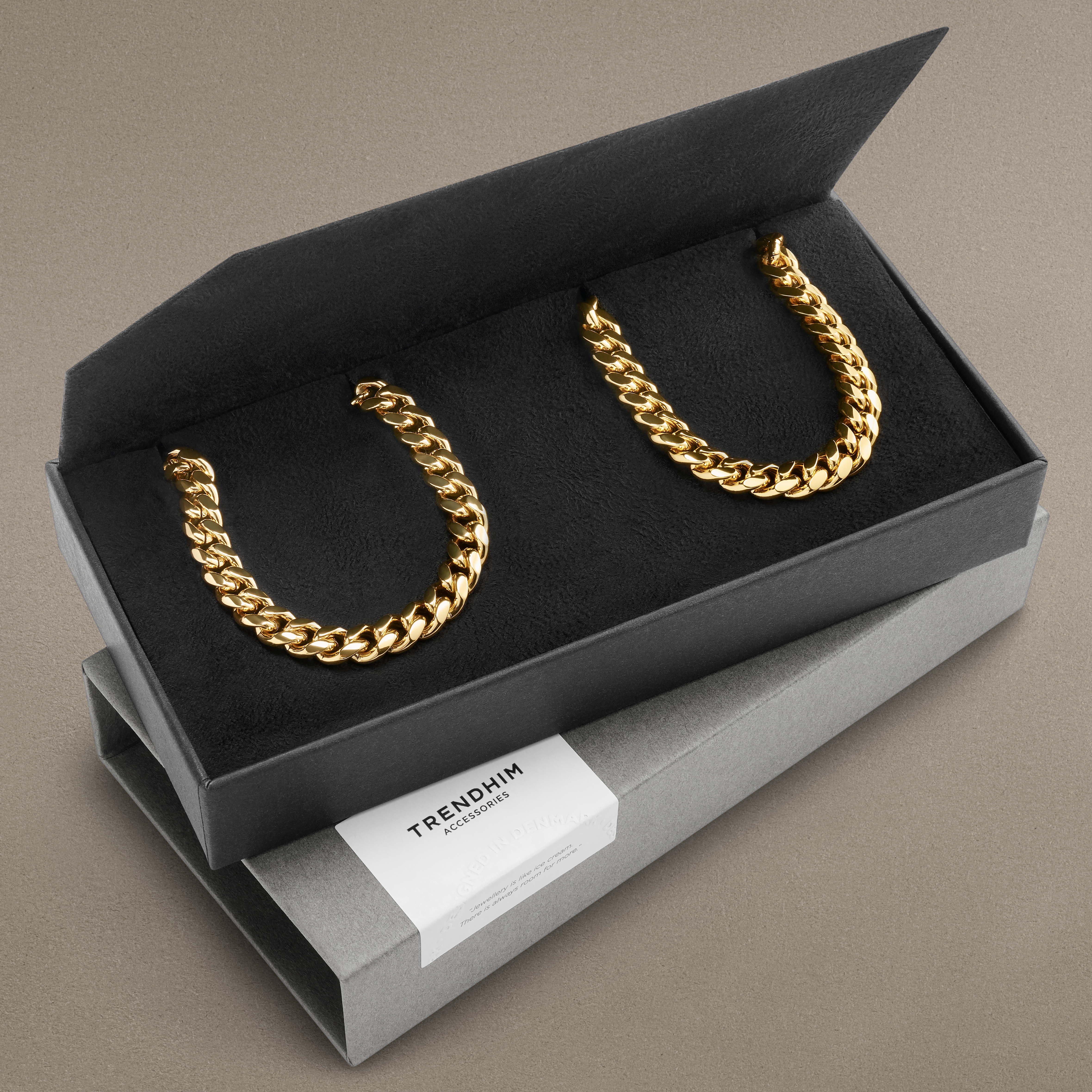 1/4" (6 mm) Gold-Tone Surgical Steel Chain Bracelet & Necklace Gift Box - 3
