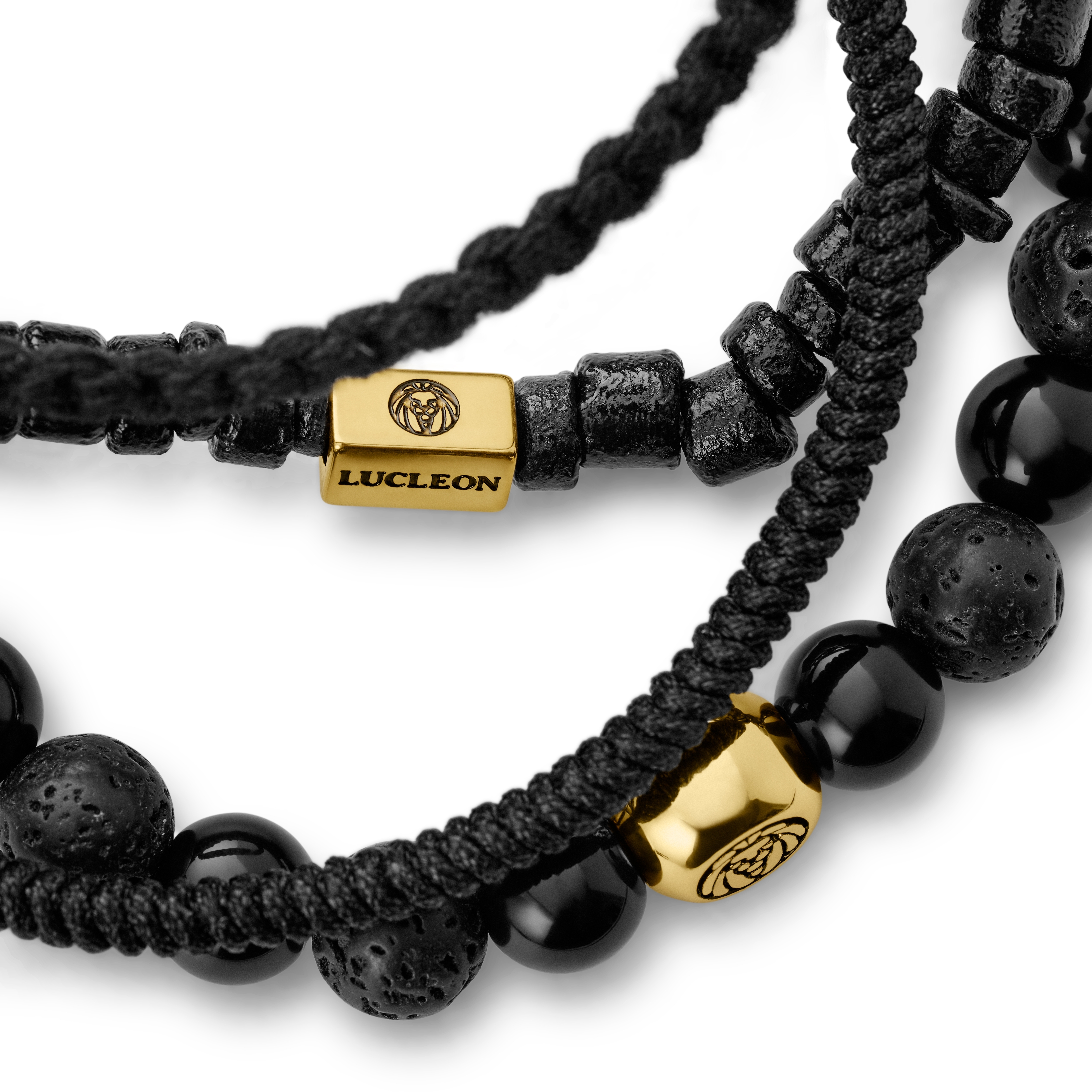 Armbånd av Lavastein, Onyks, Konostre og Gullbelagt Sterlig Sølv - 5