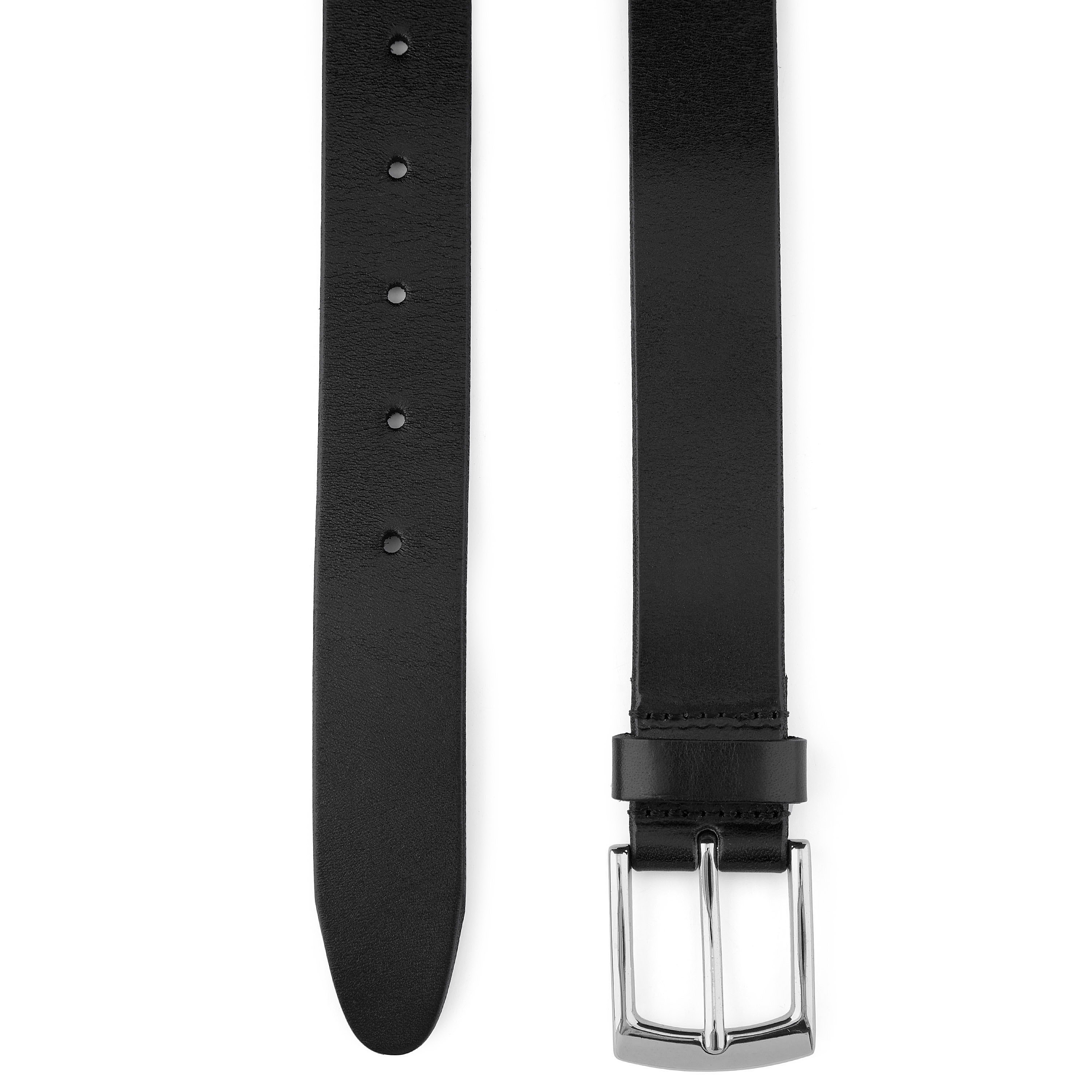 Svart og Sølvbelagt Klassisk Rawhide Skinnbelte - 2