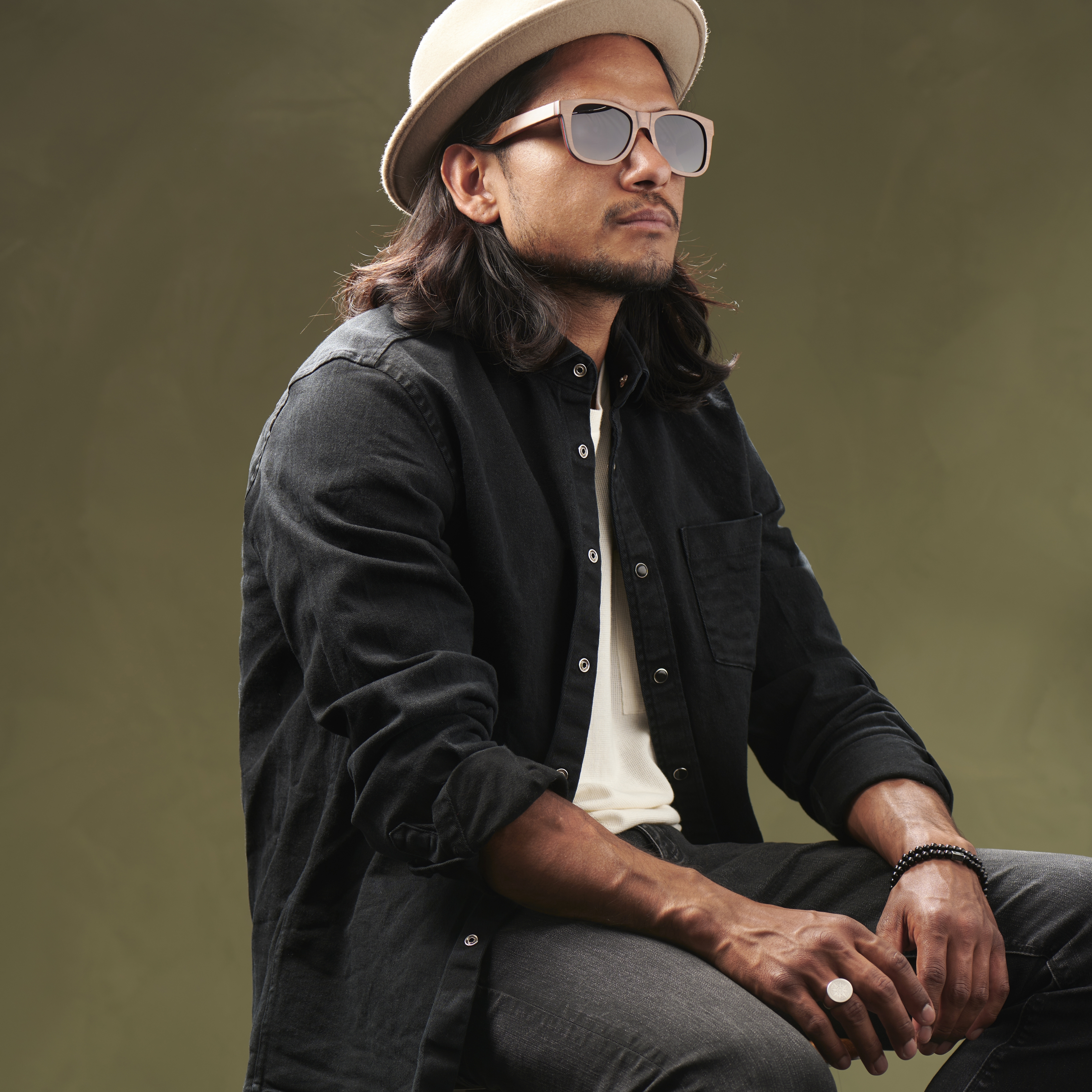 Polarisierte Skateboard Holz Sonnenbrille In Braun & Grau  - 5