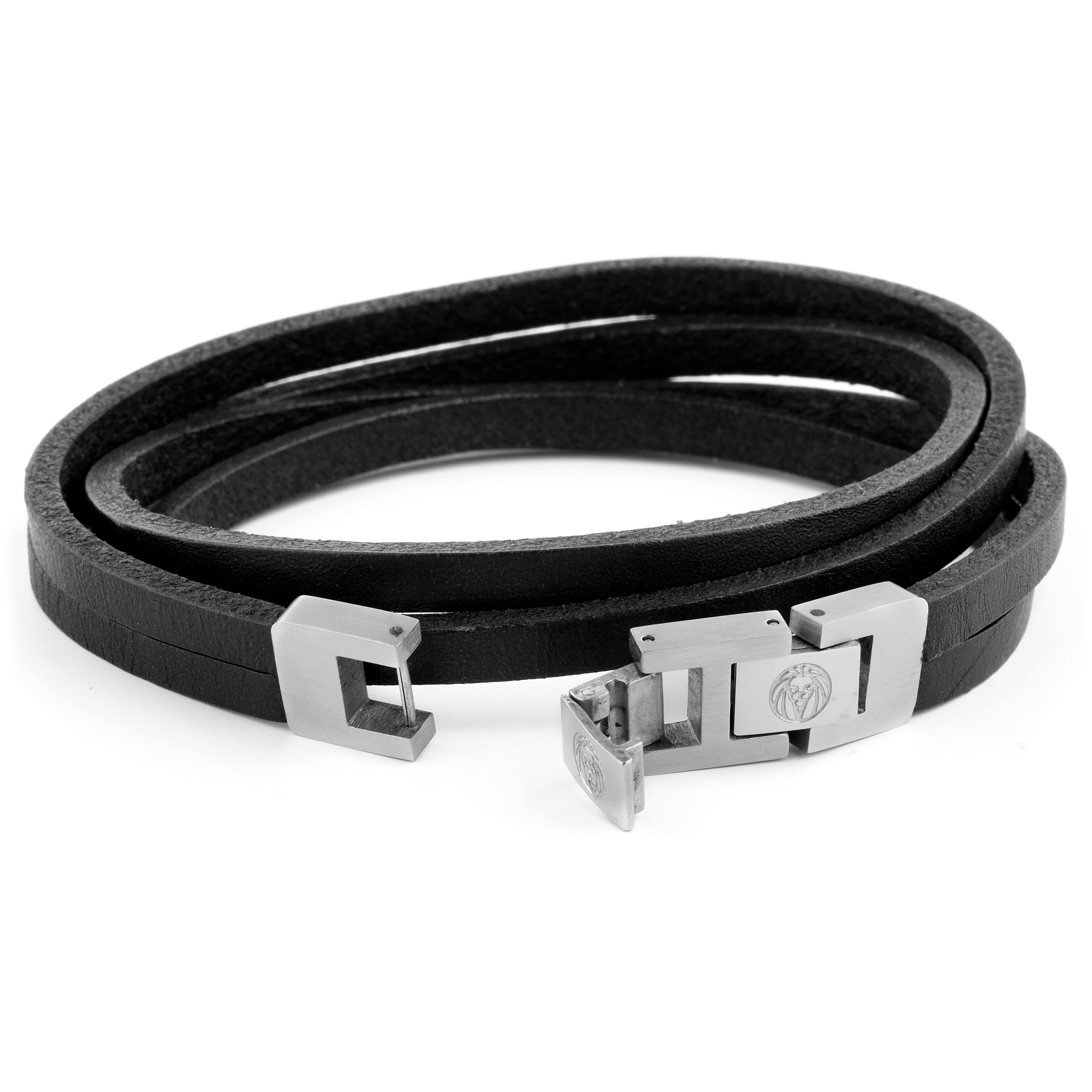 Dark & Steel Roy Double-Wrap Leather Bracelet - 3