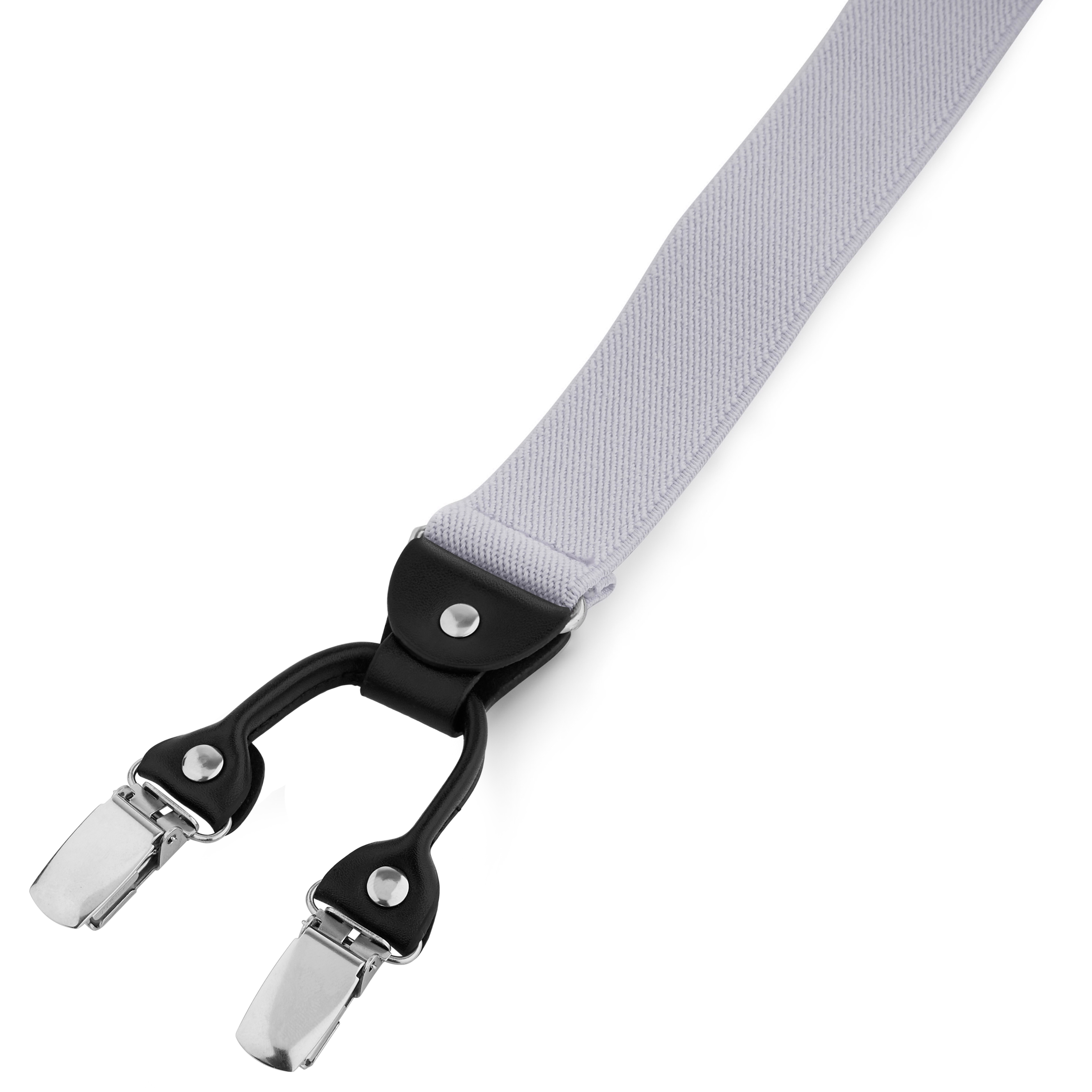 Slim Light Grey Clip-On Suspenders - 2