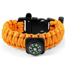 Wide Orange Paracord Compass Bracelet