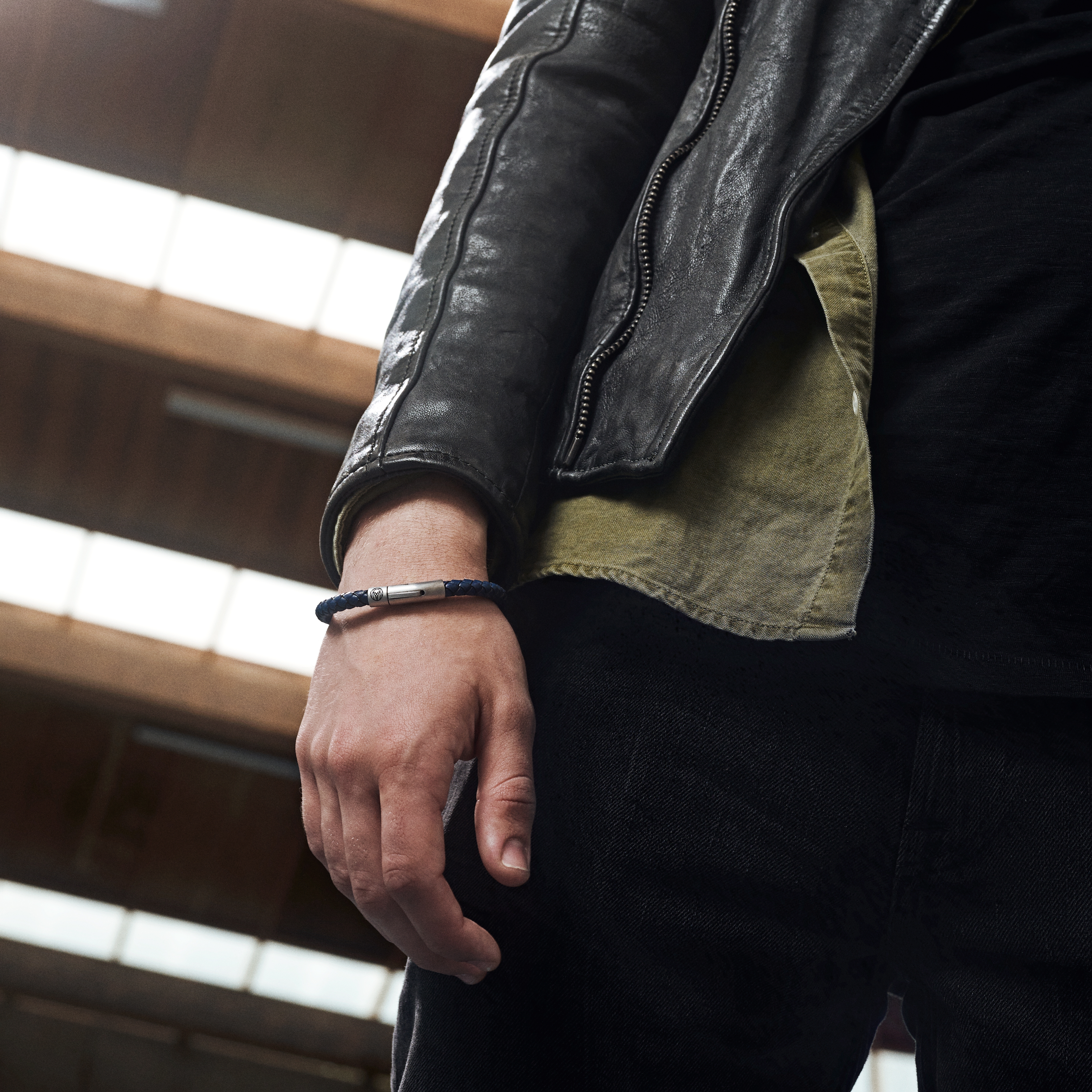 Bracciale Bolo in pelle blu - 5