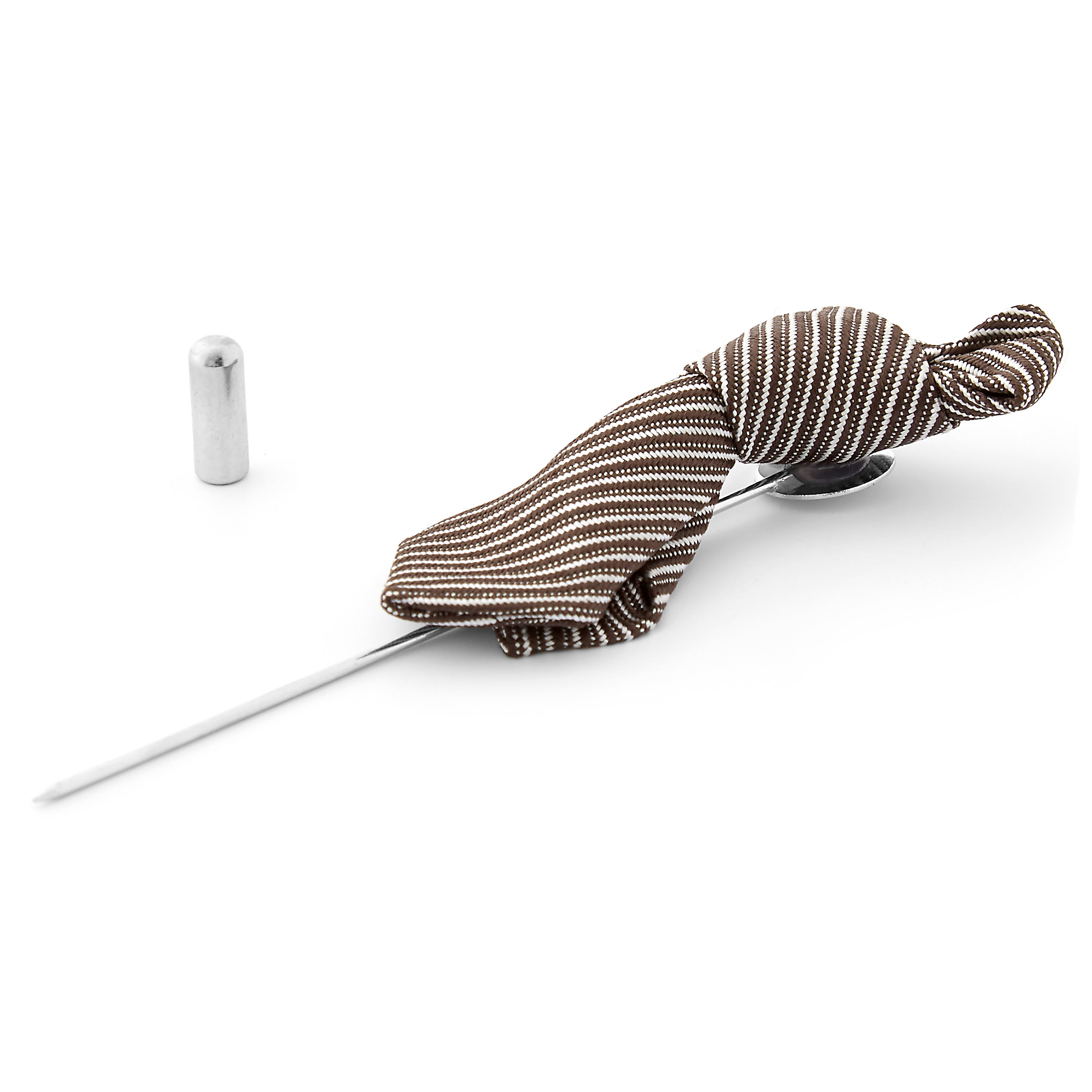 Striped Brown & Cream Necktie Lapel Pin - 2