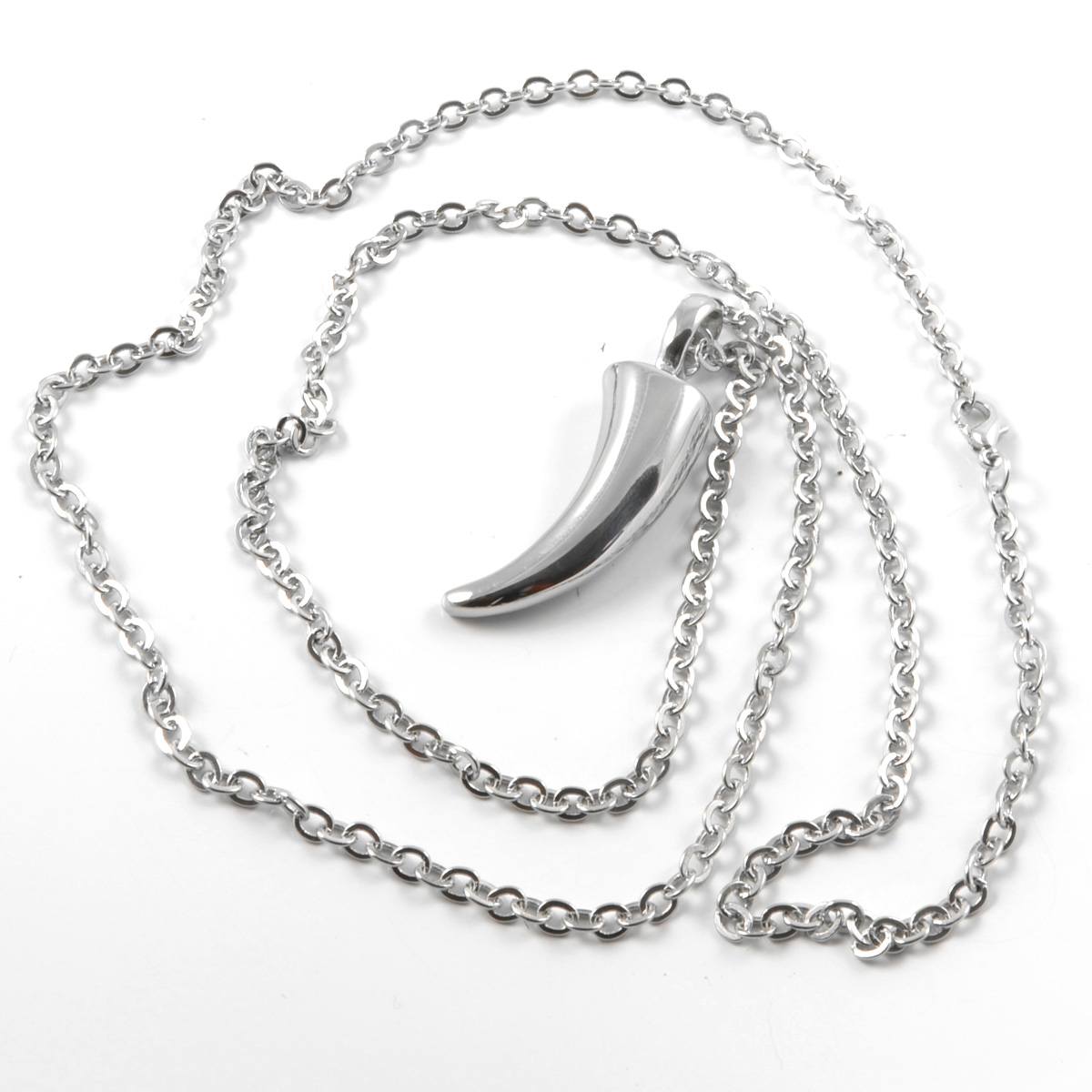 Buet Sølvtand Stålhalskæde - 2