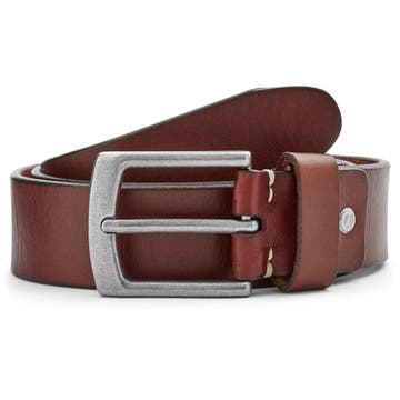 Cinturón de cuero marrón caoba 