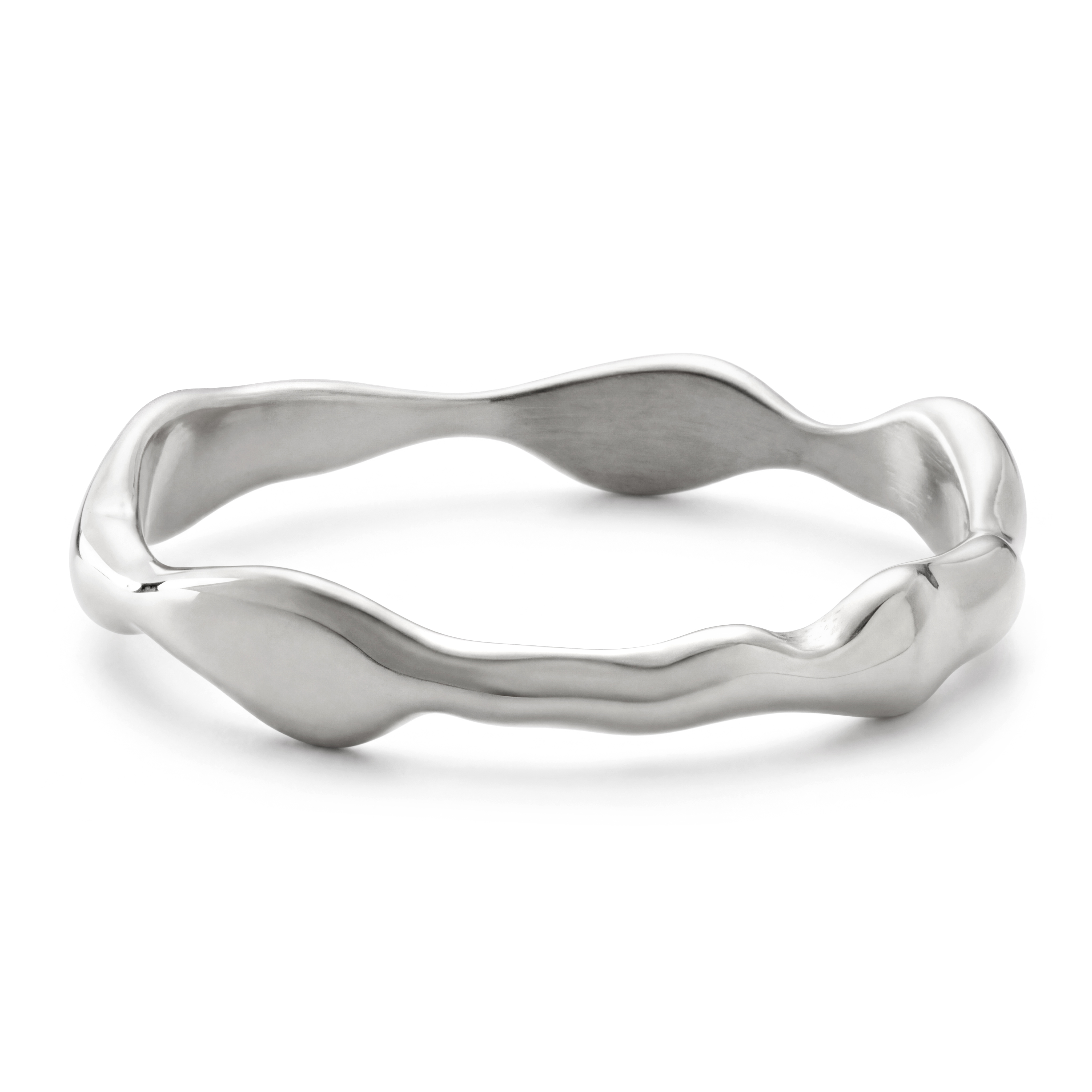 Magma | 4 mm silberfarbener Edelstahl Ring mit wellenförmigem Design - 2