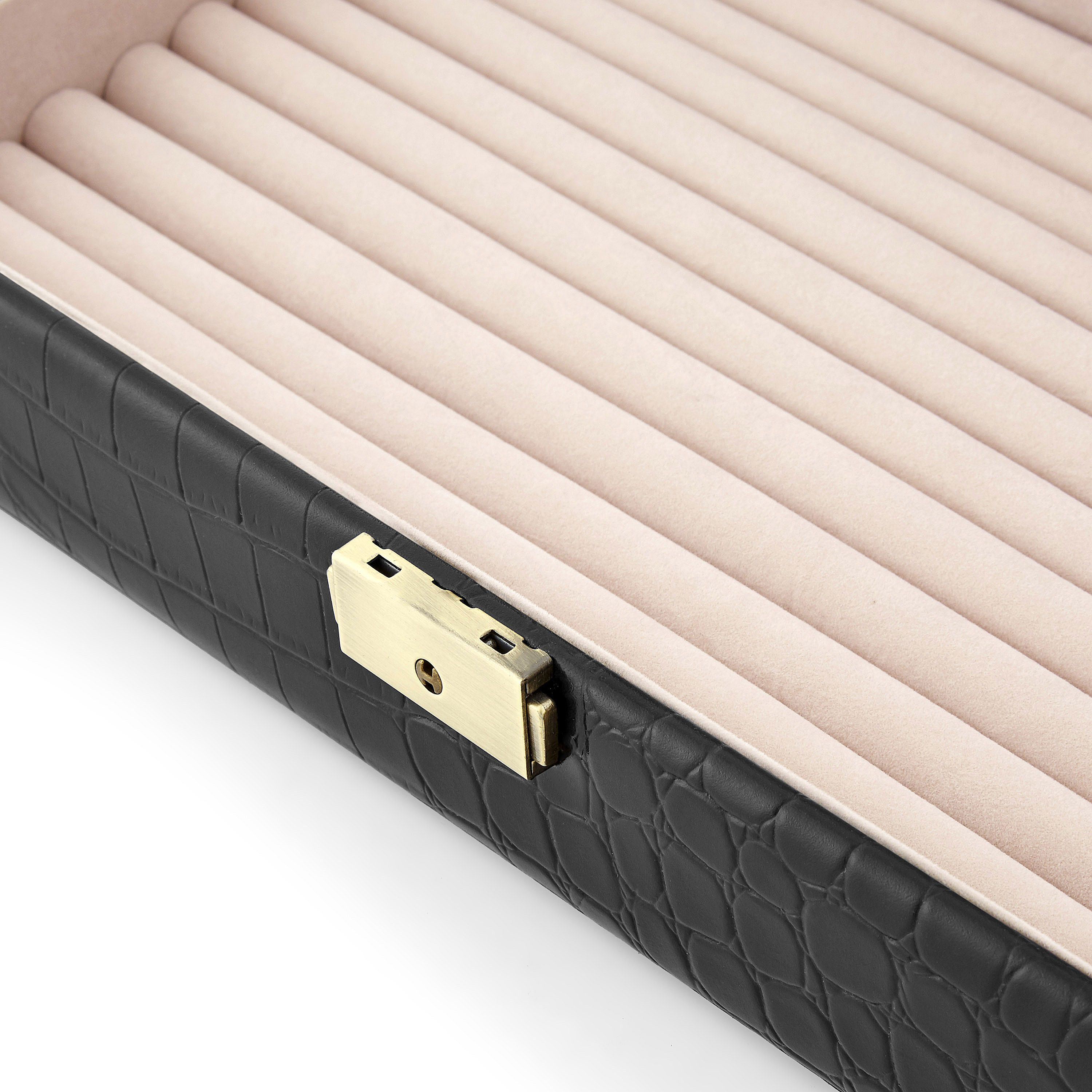 Mansjettknappetui i Svart Imitert Alligatorskinn - 5