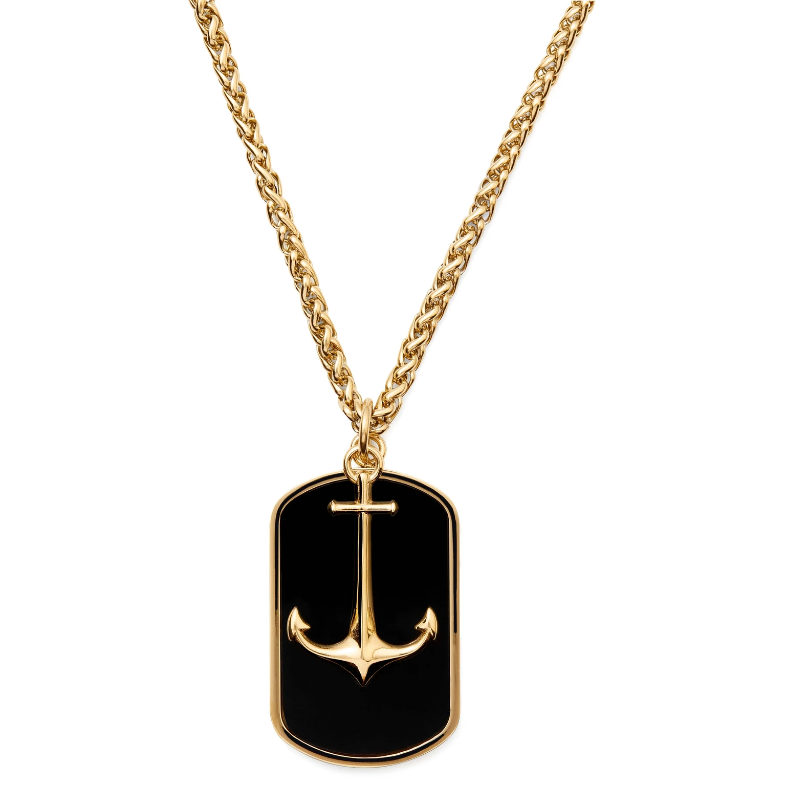 Colar Âncora e Dog Tag Dourado Tadd Colar Âncora e Dog Tag Dourado Tadd