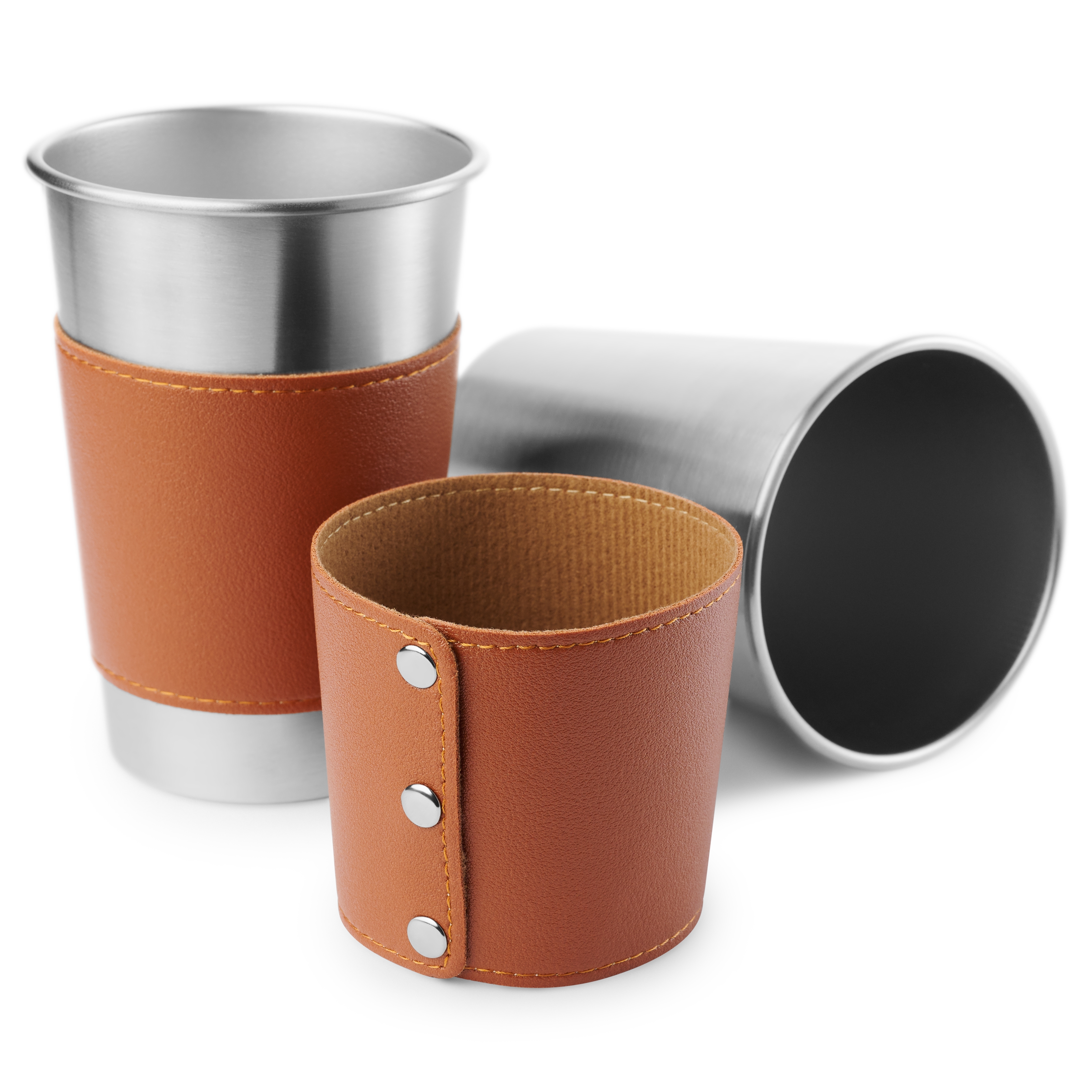 Deluxe Dricksglas i Rostfritt Stål & Läder | 500 ml - 3