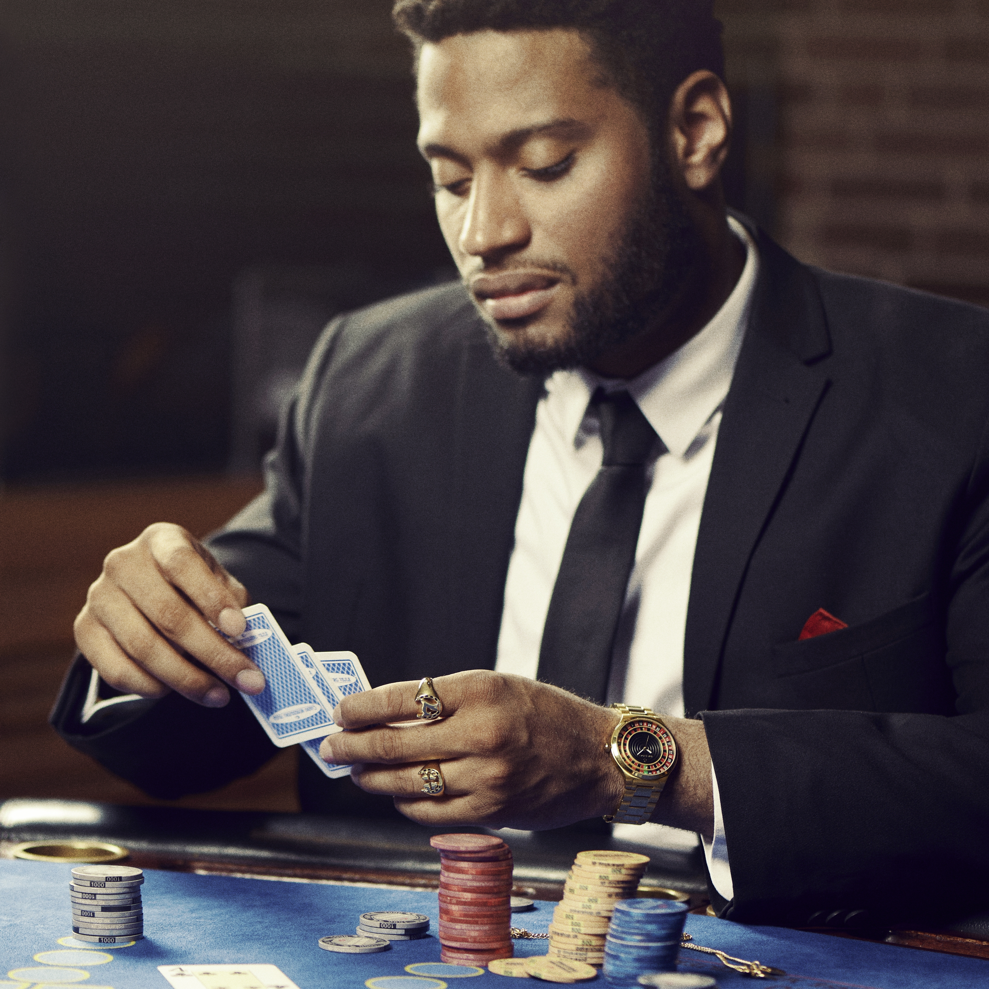 Ace | Gold-tone Lucky 7 & Horseshoe Signet Ring - 5