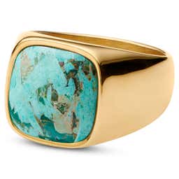 Len Chrysocolla Gold-Tone Gravel Ring