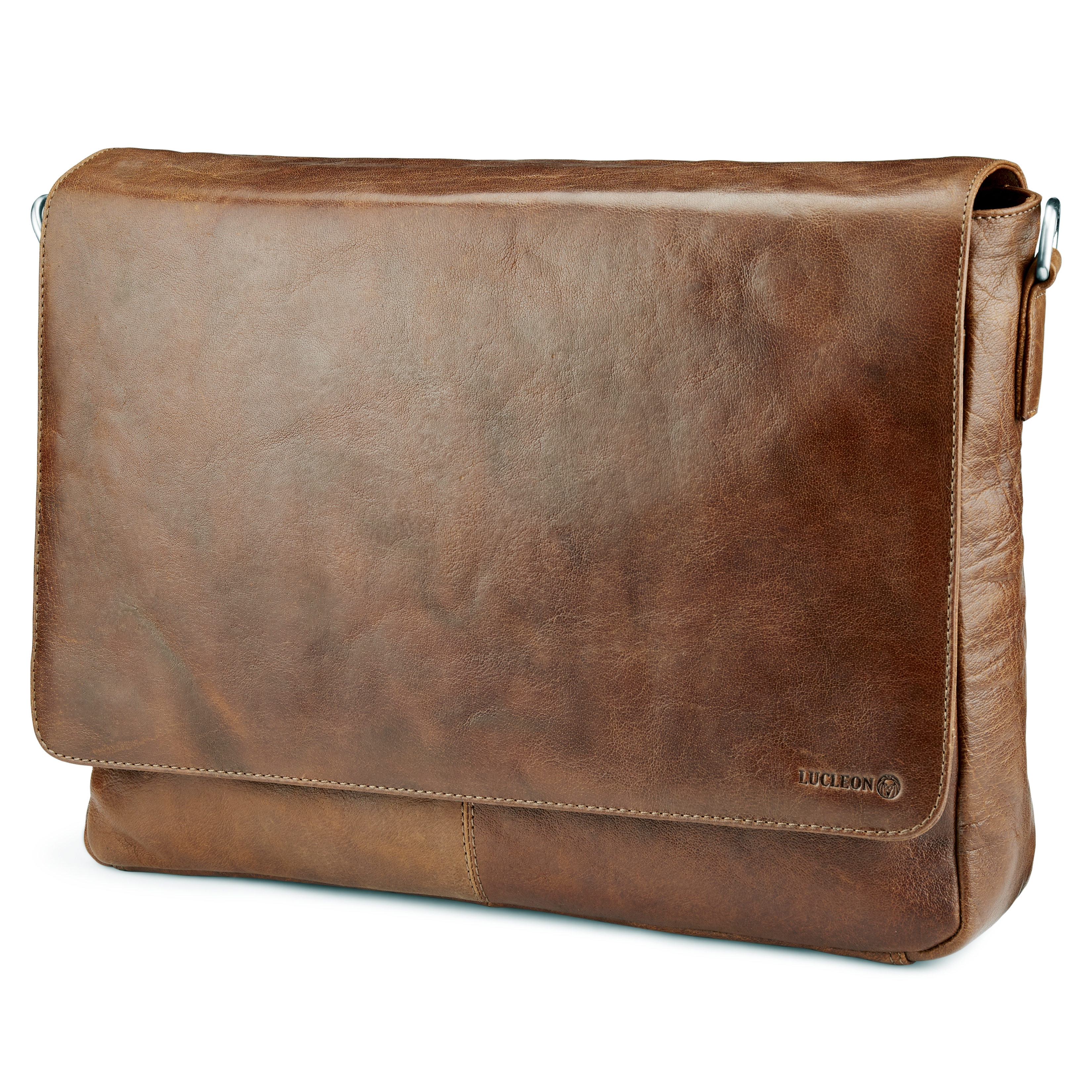California Tan Leather Messenger Bag - 16