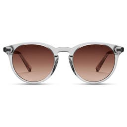 Okrągłe brązowe okulary przeciwsłoneczne New Depp w oprawkach typu horn rimmed