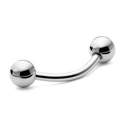 3/8" (10 mm) Curved Medium Ball-Tipped Silver-Tone Surgical Steel Barbell