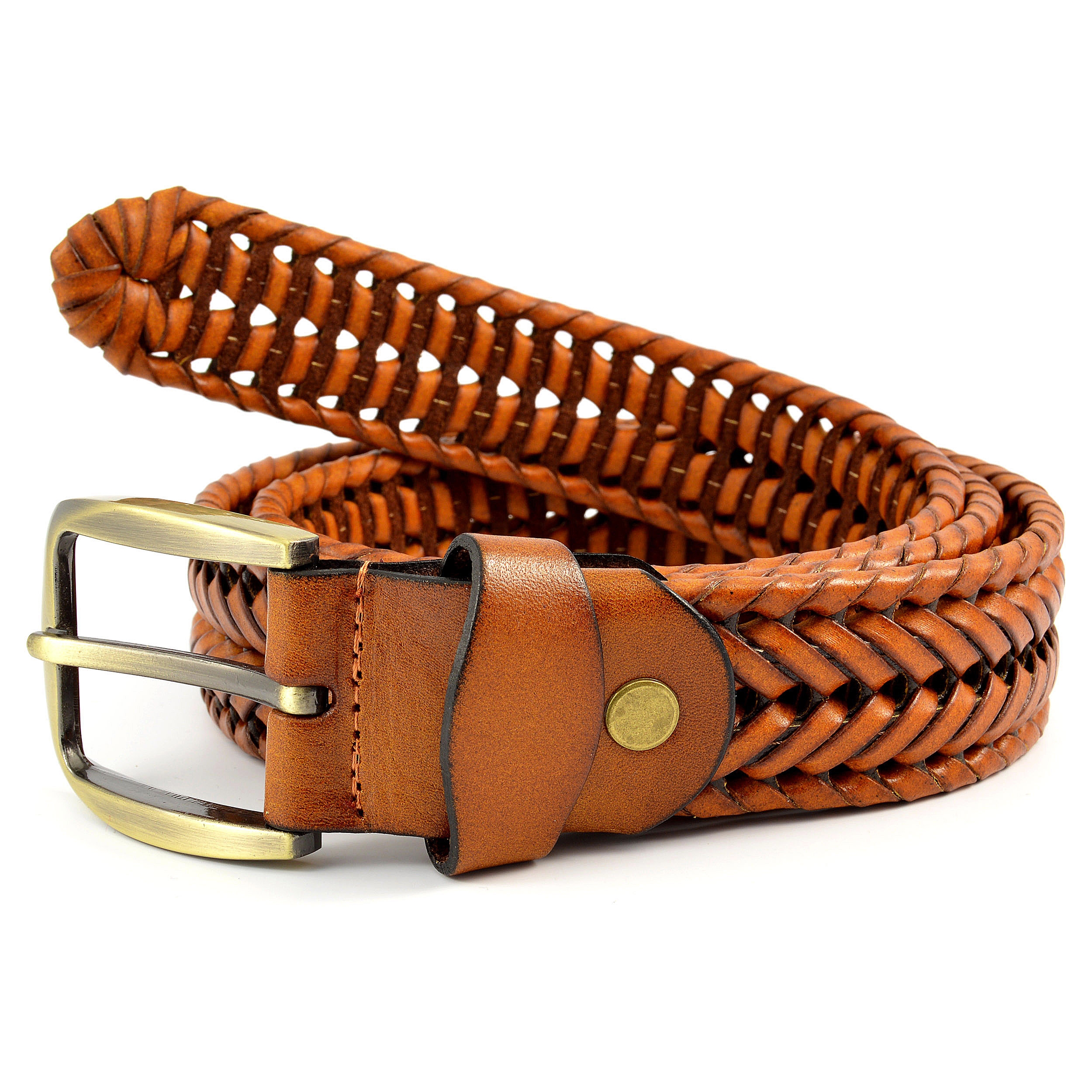 Cinturón trenzado coñac - 3