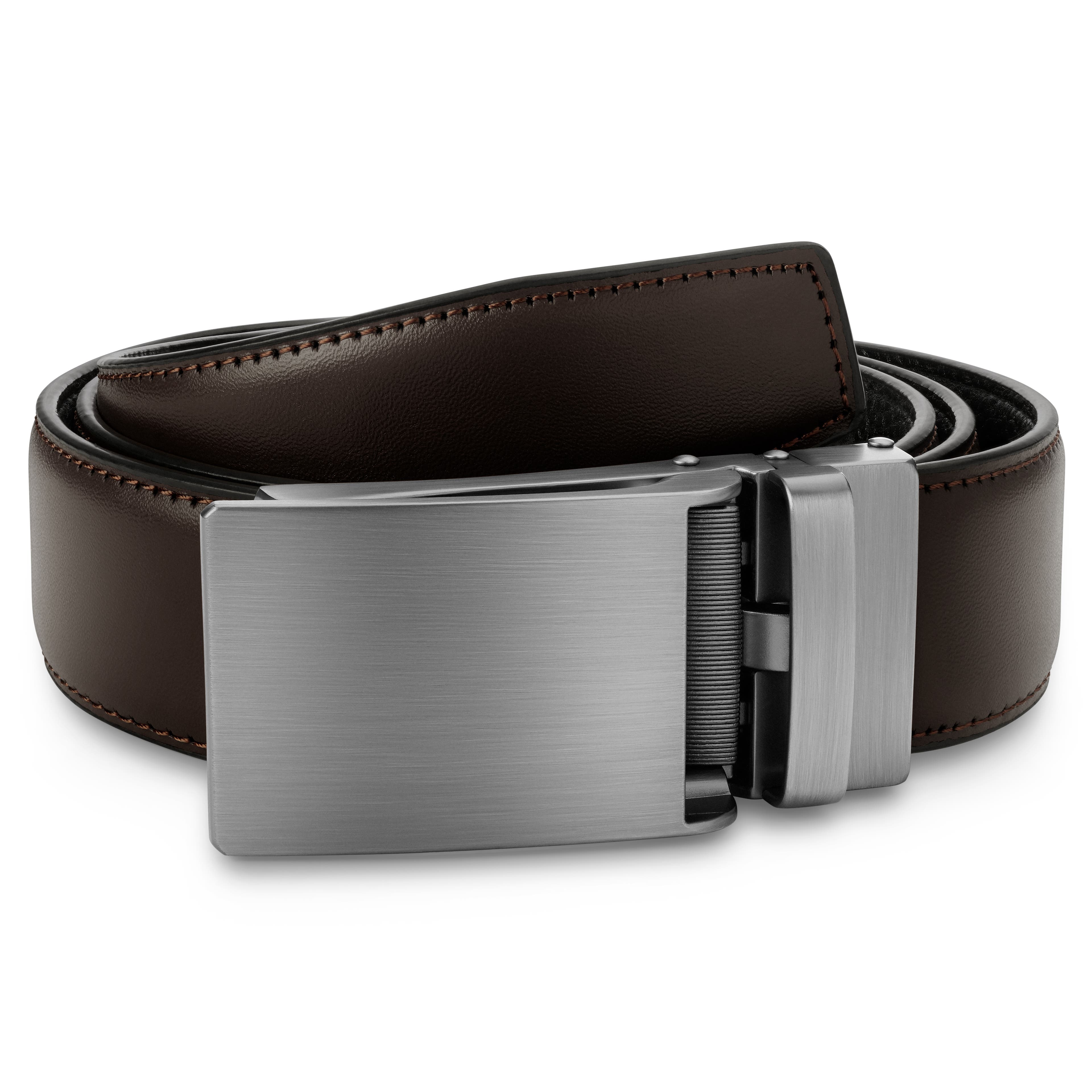 Dark Brown Auto-lock Faux Leather Belt Dark Brown Auto-lock Faux Leather Belt