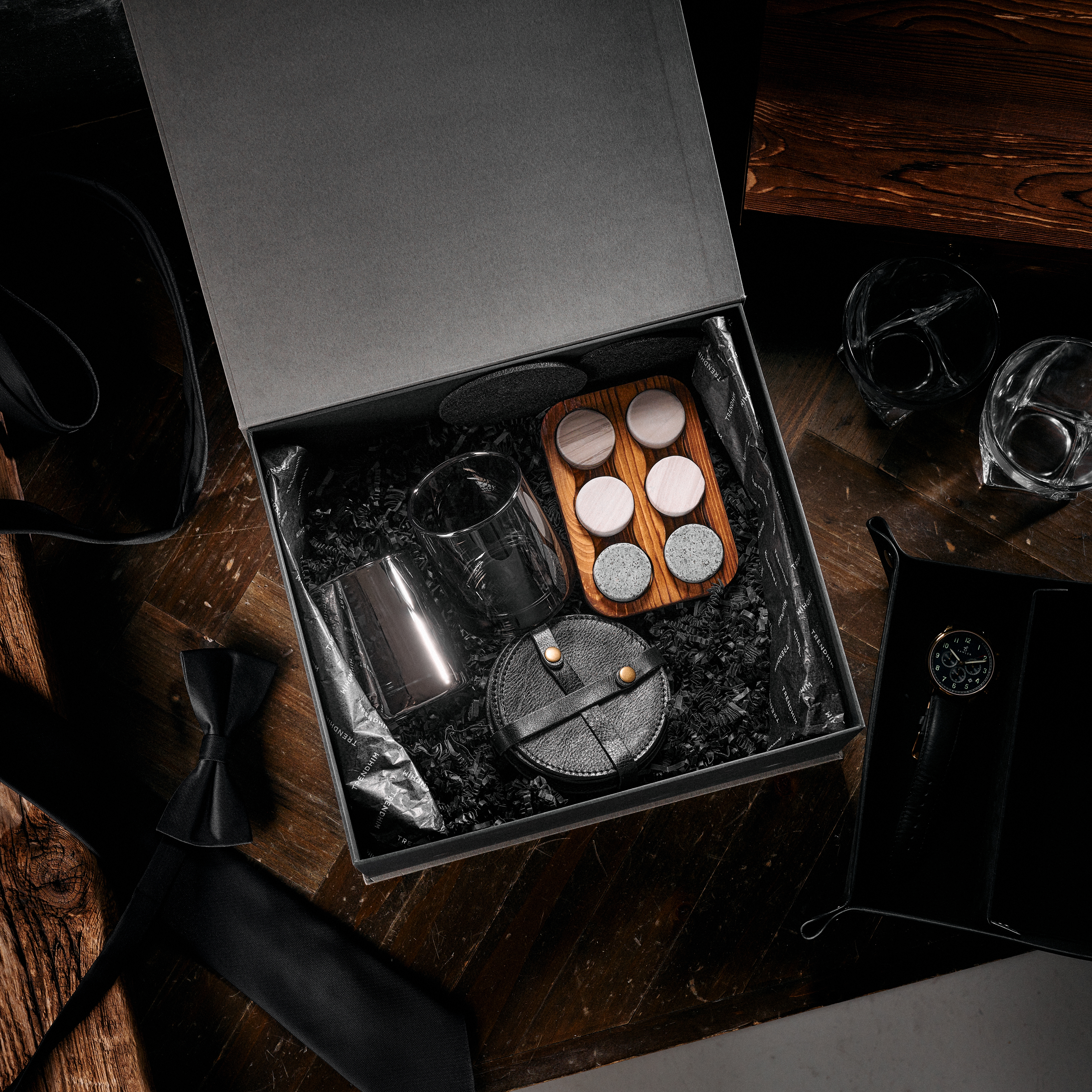 Coffret-cadeau pour amateur de whisky de luxe | Sous-verres en cuir - 2