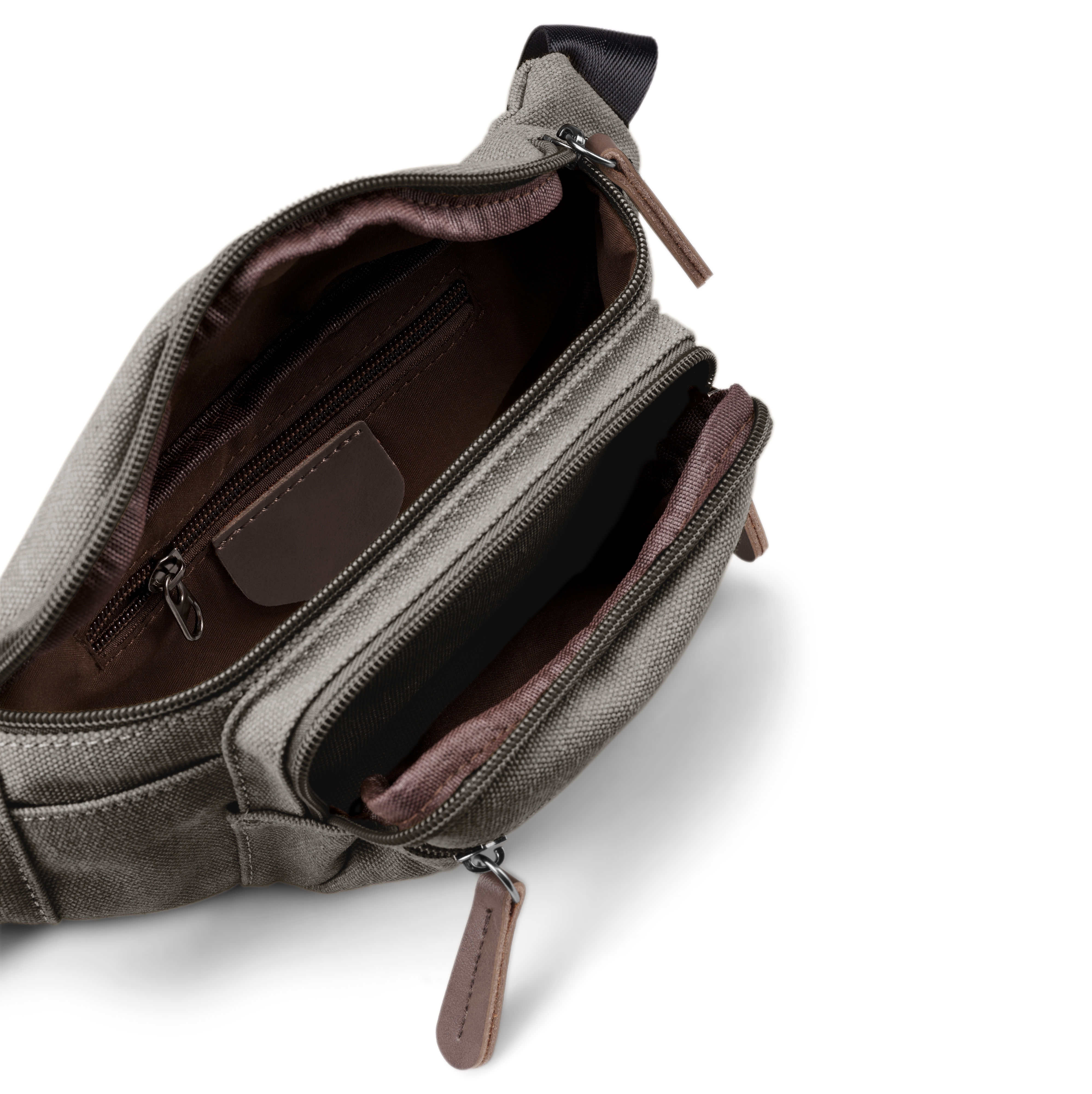 Metallic Grey Canvas & Brown Leather Bum Bag - 3