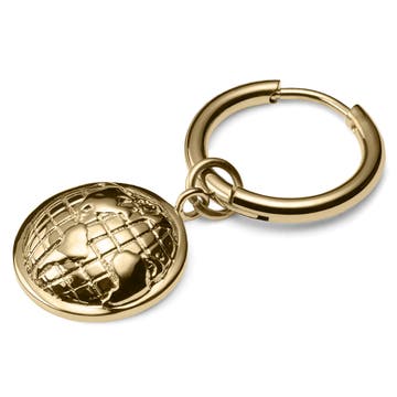 Boucle d'oreille en acier doré avec pendentif globe terrestre Boucle d'oreille en acier doré avec pendentif globe terrestre
