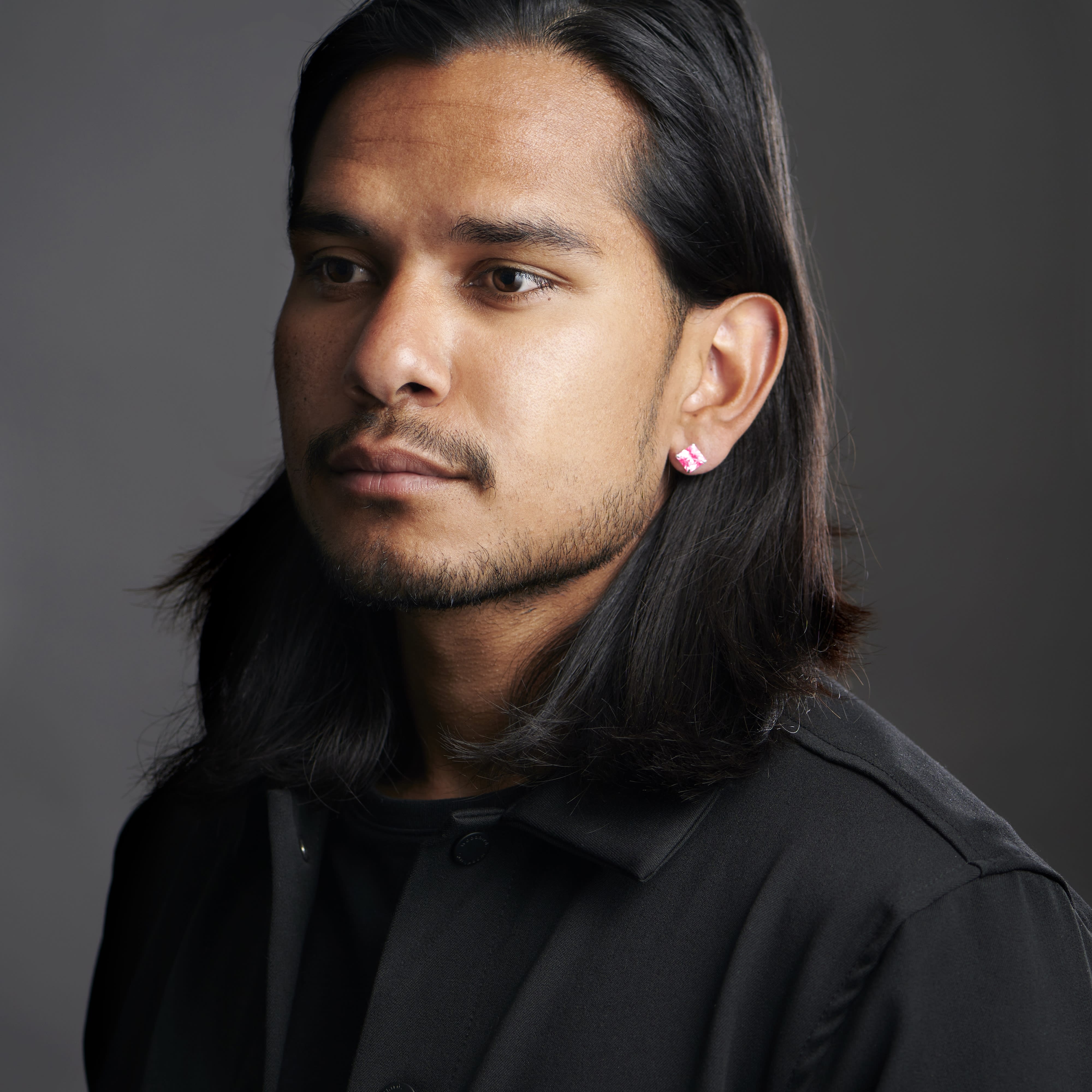 Pink négyzet alakú ezüst fülbevaló 8 mm-es cirkóniával - 4