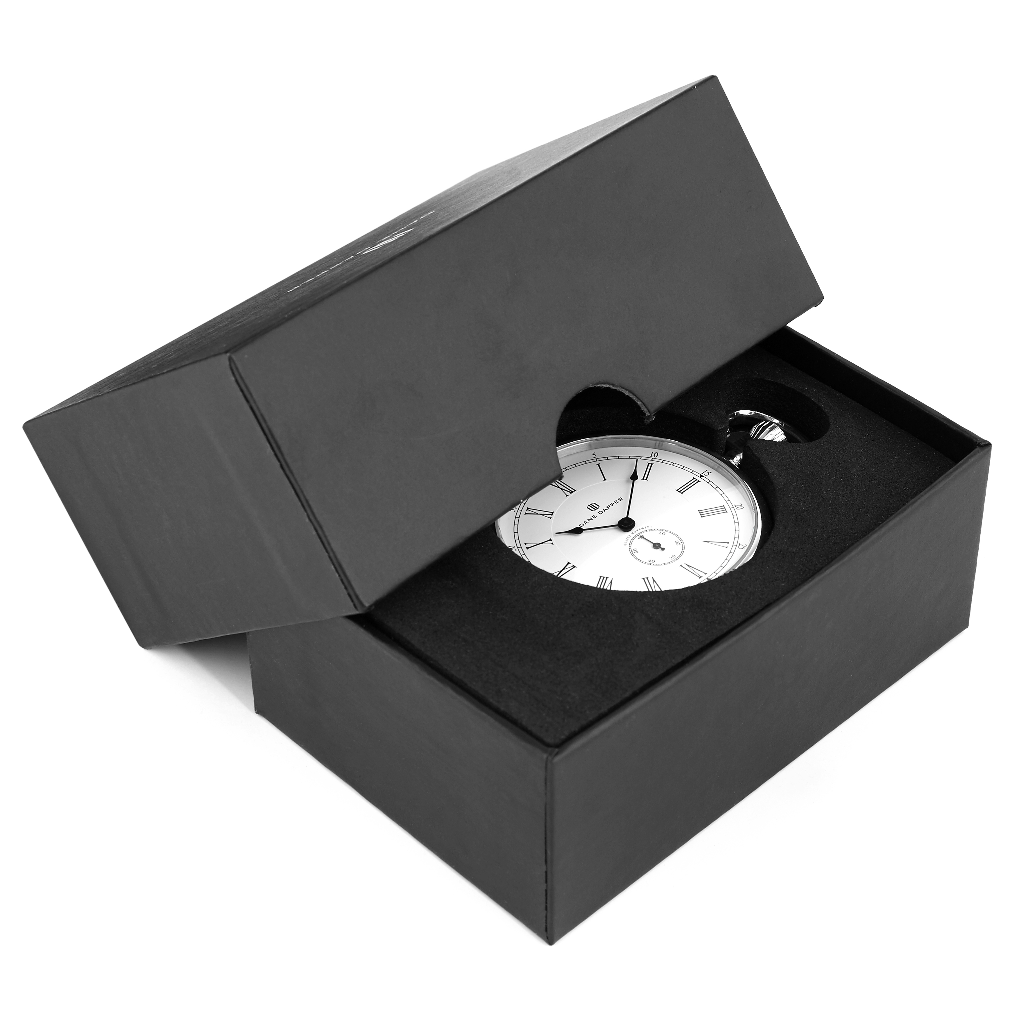Silver-Toned & White Time Keeper Pocket Watch - 7