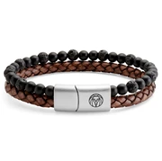 Lavastein, Onyks og Vintage Lær Ikon Armbånd Lavastein, Onyks og Vintage Lær Ikon Armbånd