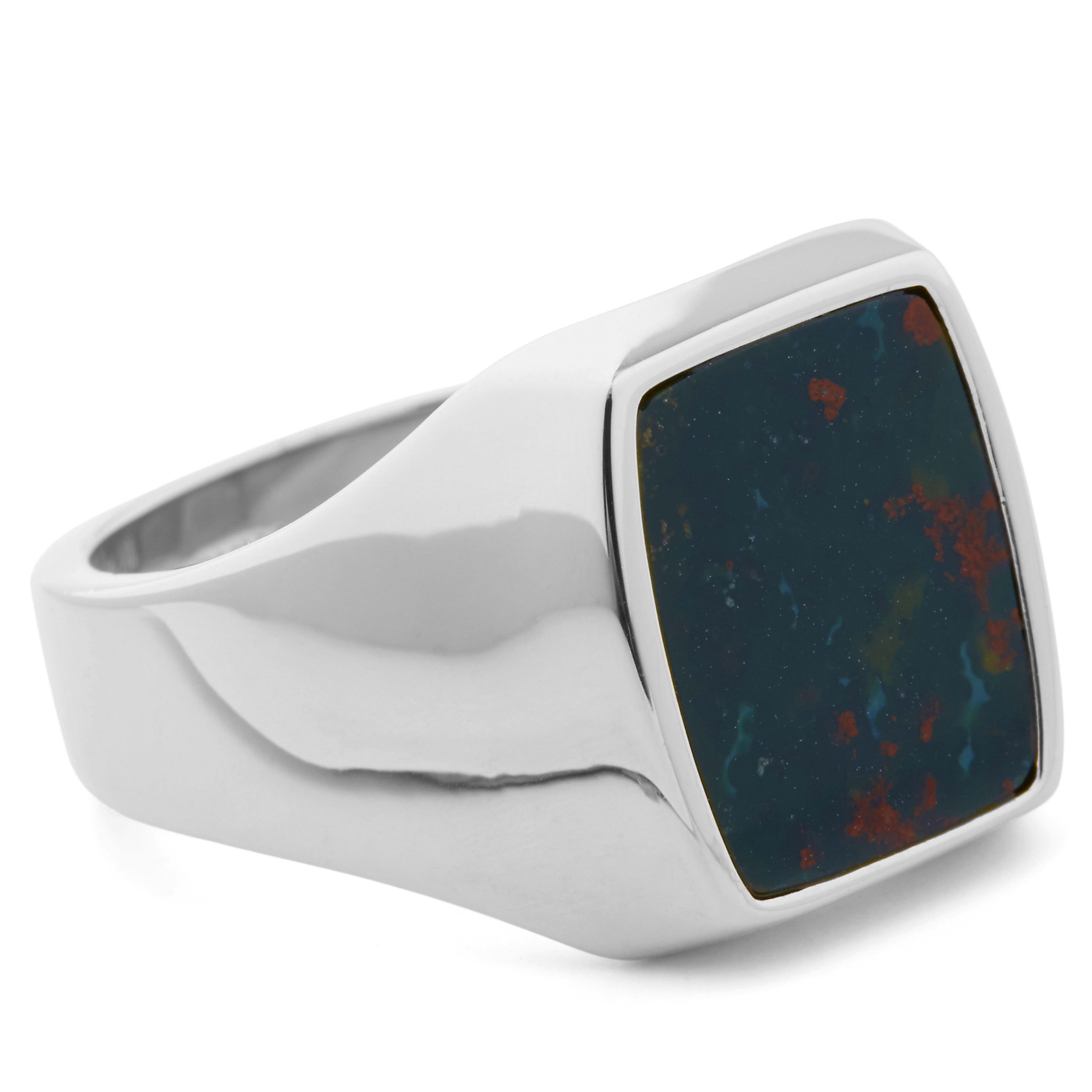 Classic Stor Signetring av 925s Sølv med Blodsten - 2