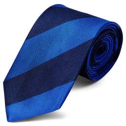 Royal Blue & Navy Stripe Silk 8cm Tie