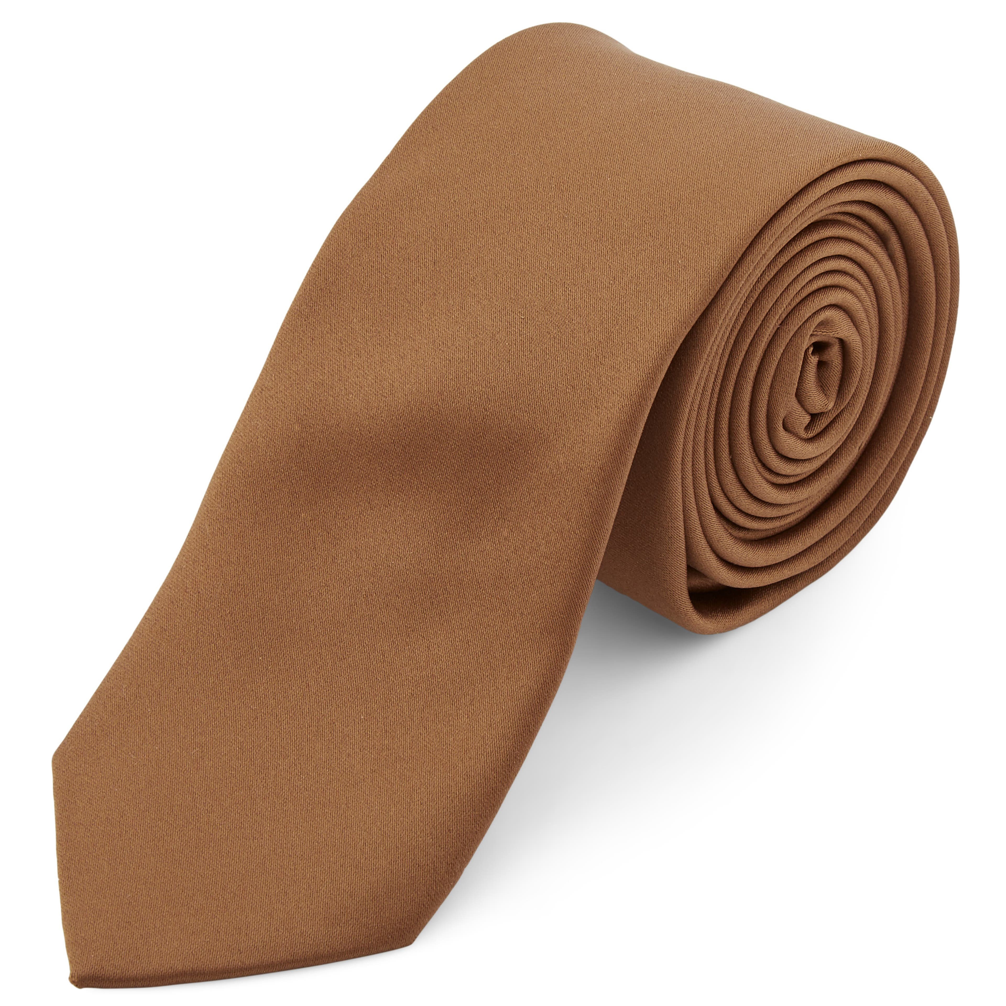 Едноцветна светлокафява вратовръзка 6 см 