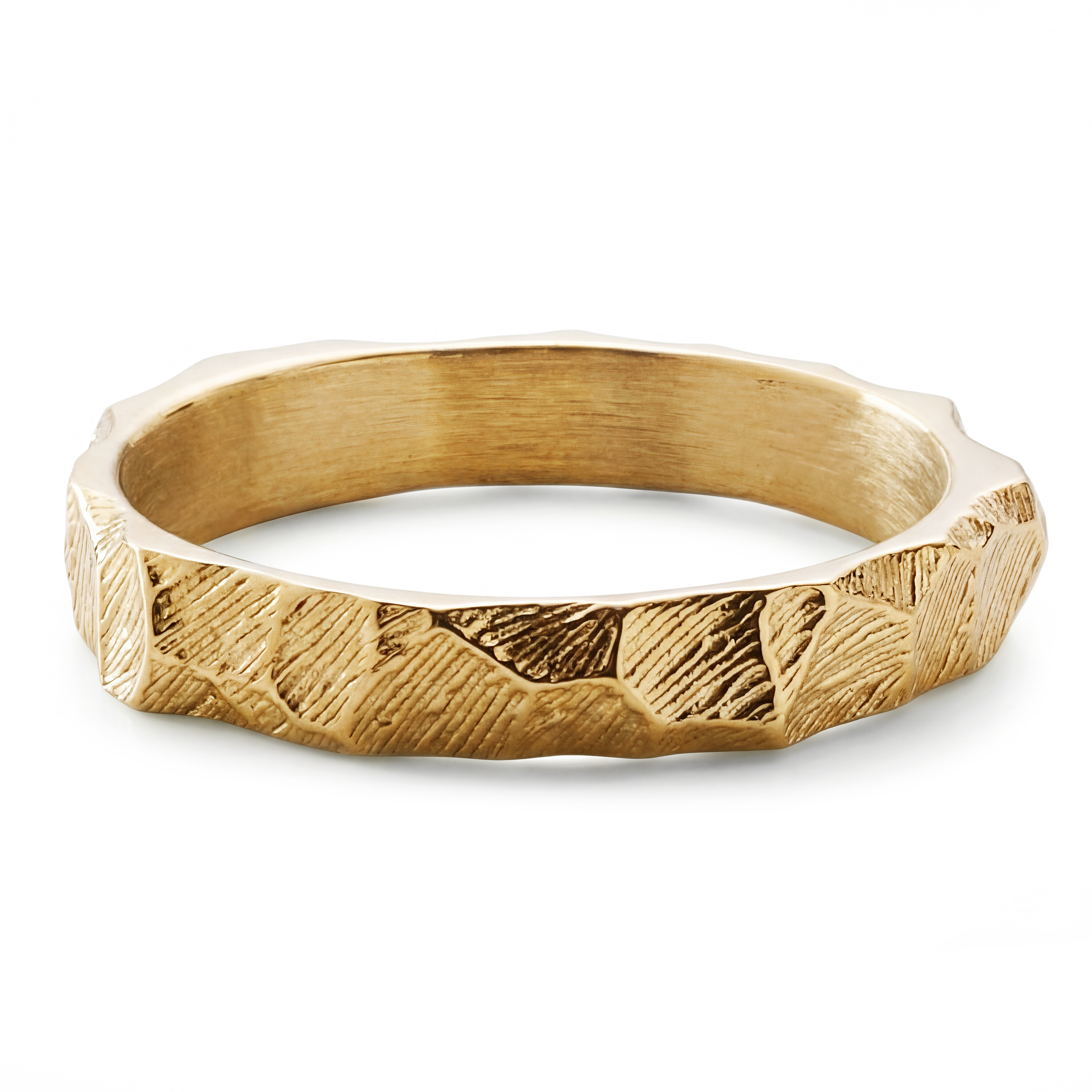 New Classics | 4 mm goldfarbener Edelstahl Ring mit rustikaler Oberfläche - 2