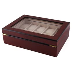 Acan Tradineur - Scatola in legno, 12 scomparti e coperchio in vetro, 25,8 x 19,8 x 5 cm, portagioie, scatola per gioielli, piccoli oggetti con finestra trasparente, modello casuale Acan Tradineur - Scatola in legno, 12 scomparti e coperchio in vetro, 25,8 x 19,8 x 5 cm, portagioie, scatola per gioielli, piccoli oggetti con finestra trasparente, modello casuale
