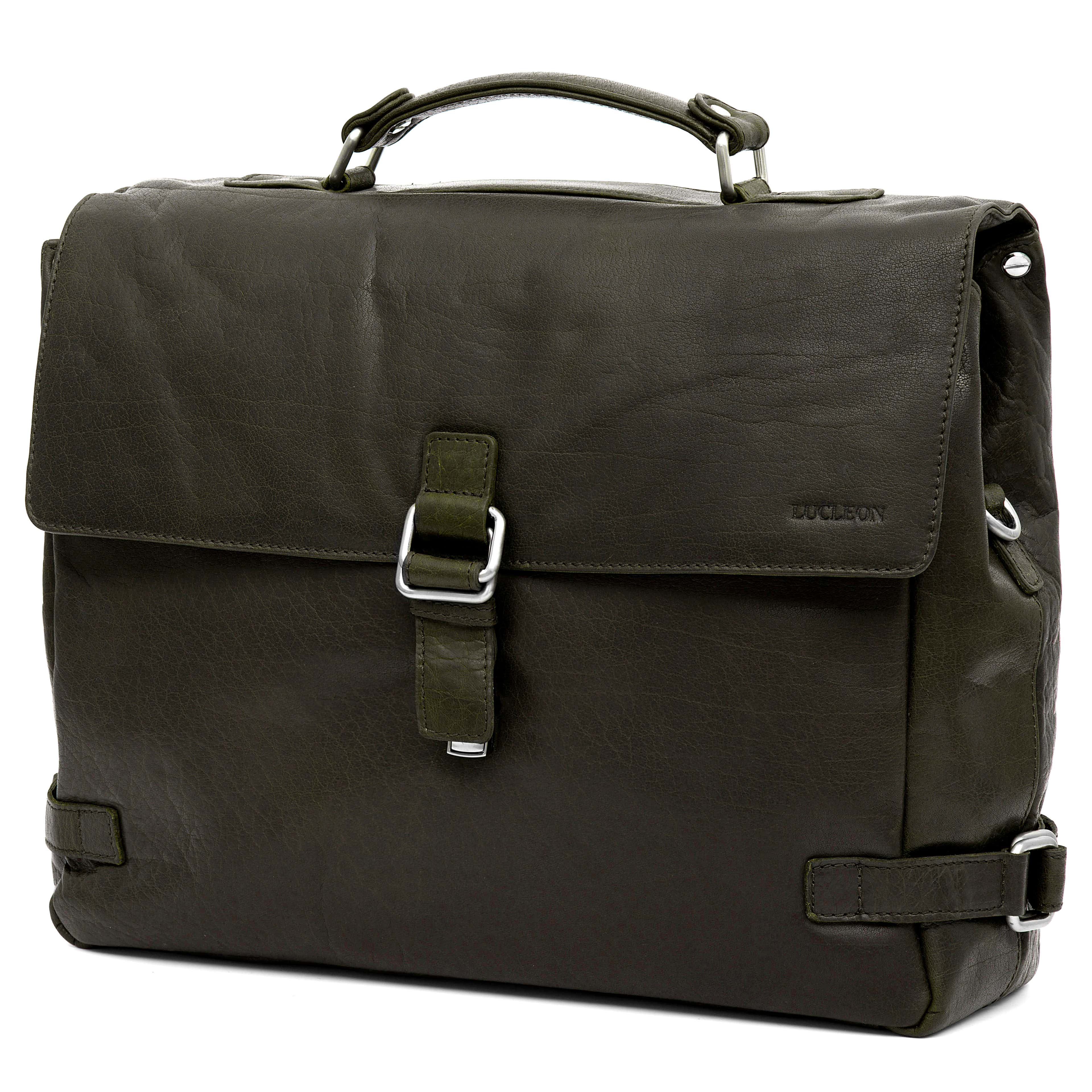 Montreal Luxury Leather Olive Satchel Bag