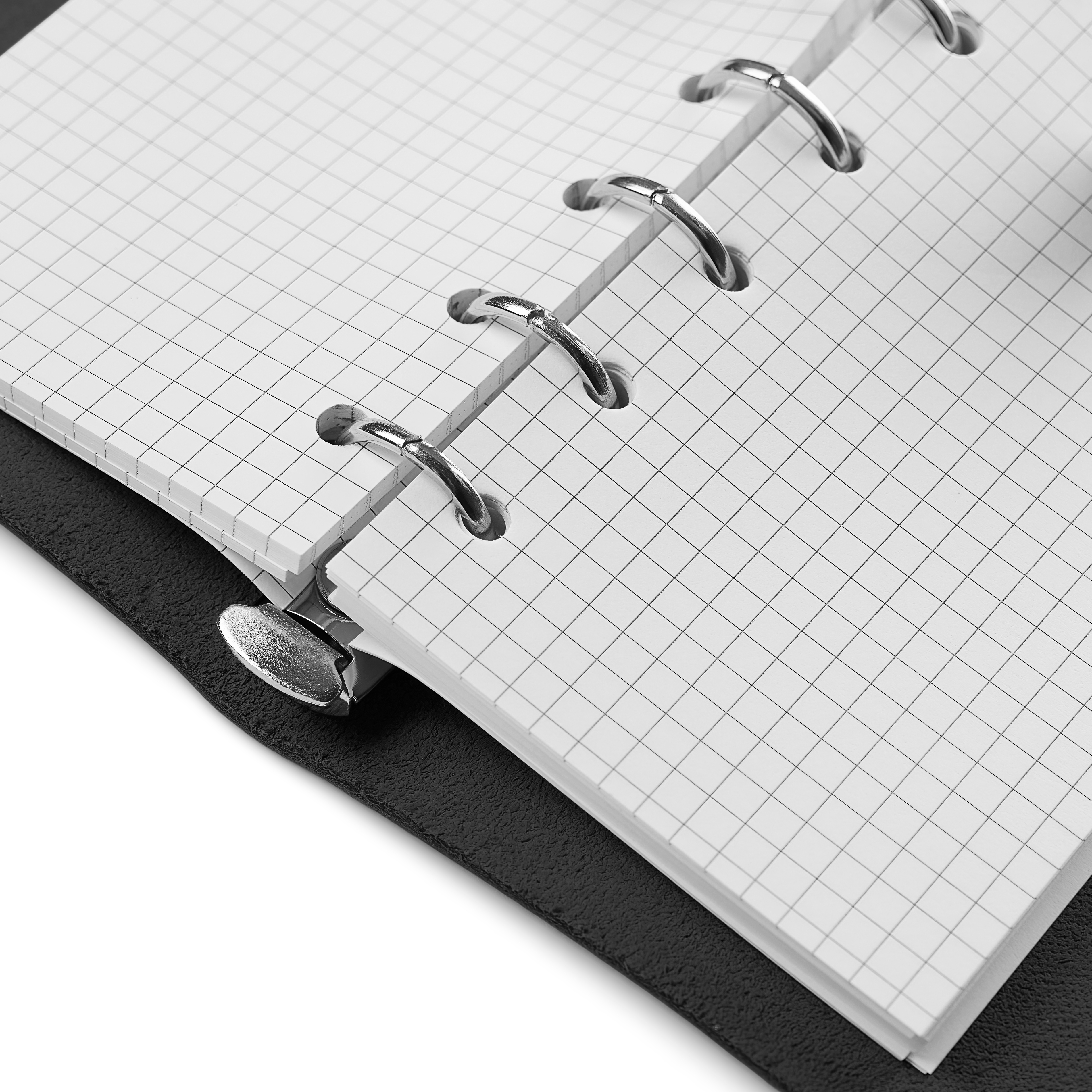 Notesbog | Sort læder | Knap spænde - 5