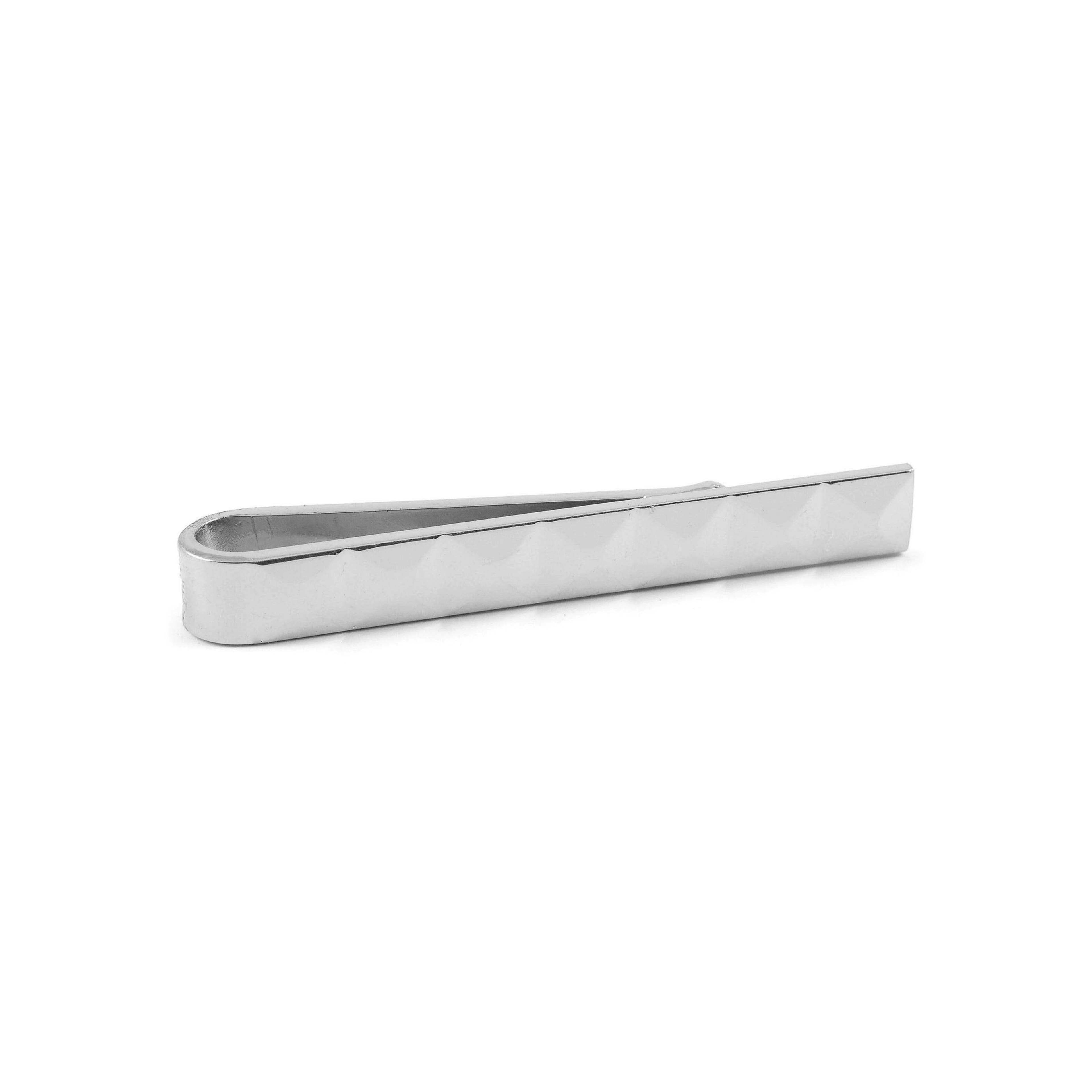 Silver-Tone Vertical Line Tie Bar